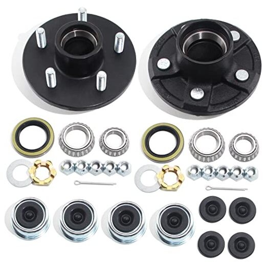 2Sets Trailer Hub Kits 5 on 4.5 for 3500 lbs 1-1/16» to 1-3/8» Tapered Axle,