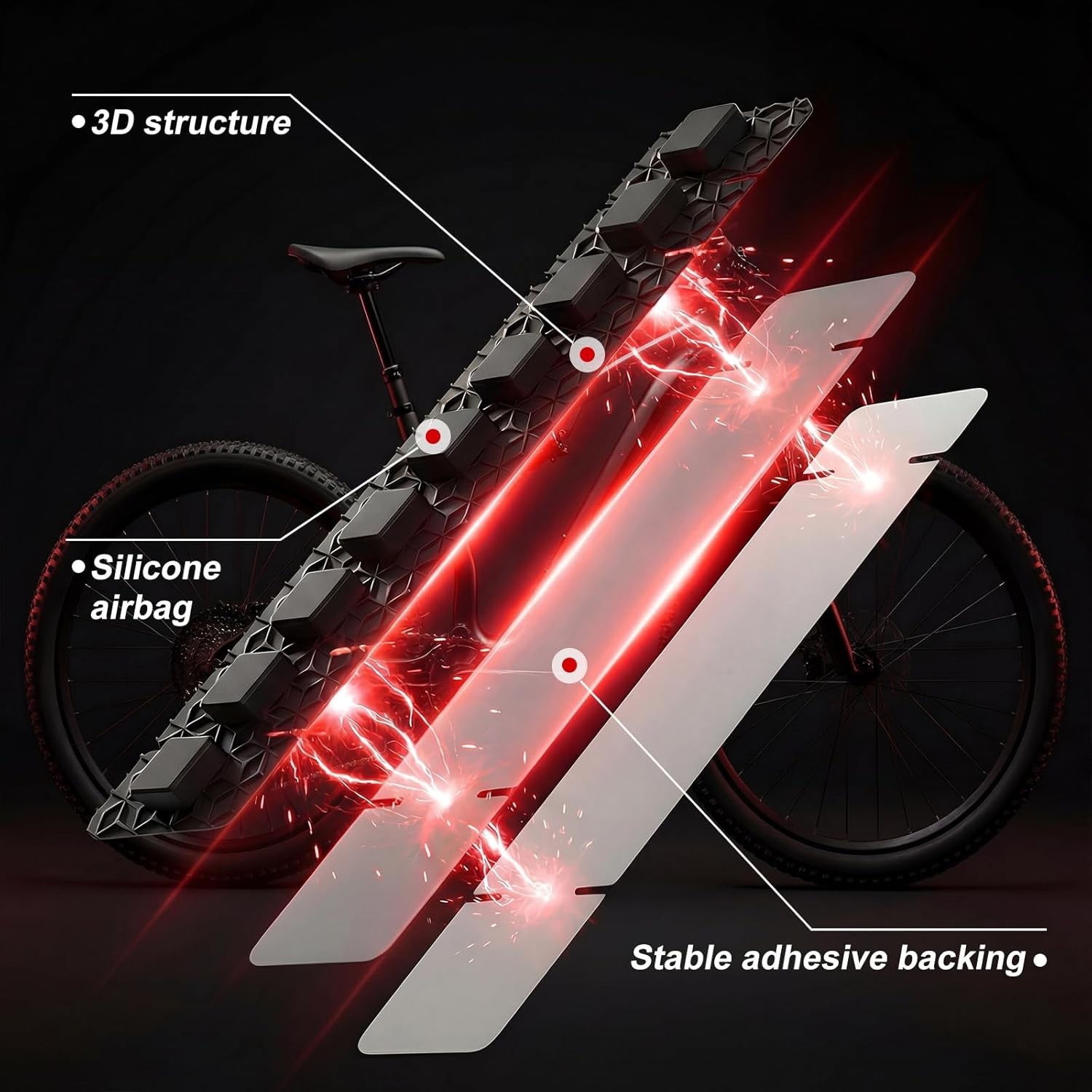 Bike Chainstay Protector 2 Clear 2 Black Silicone Pads MTB Frame Protection for
