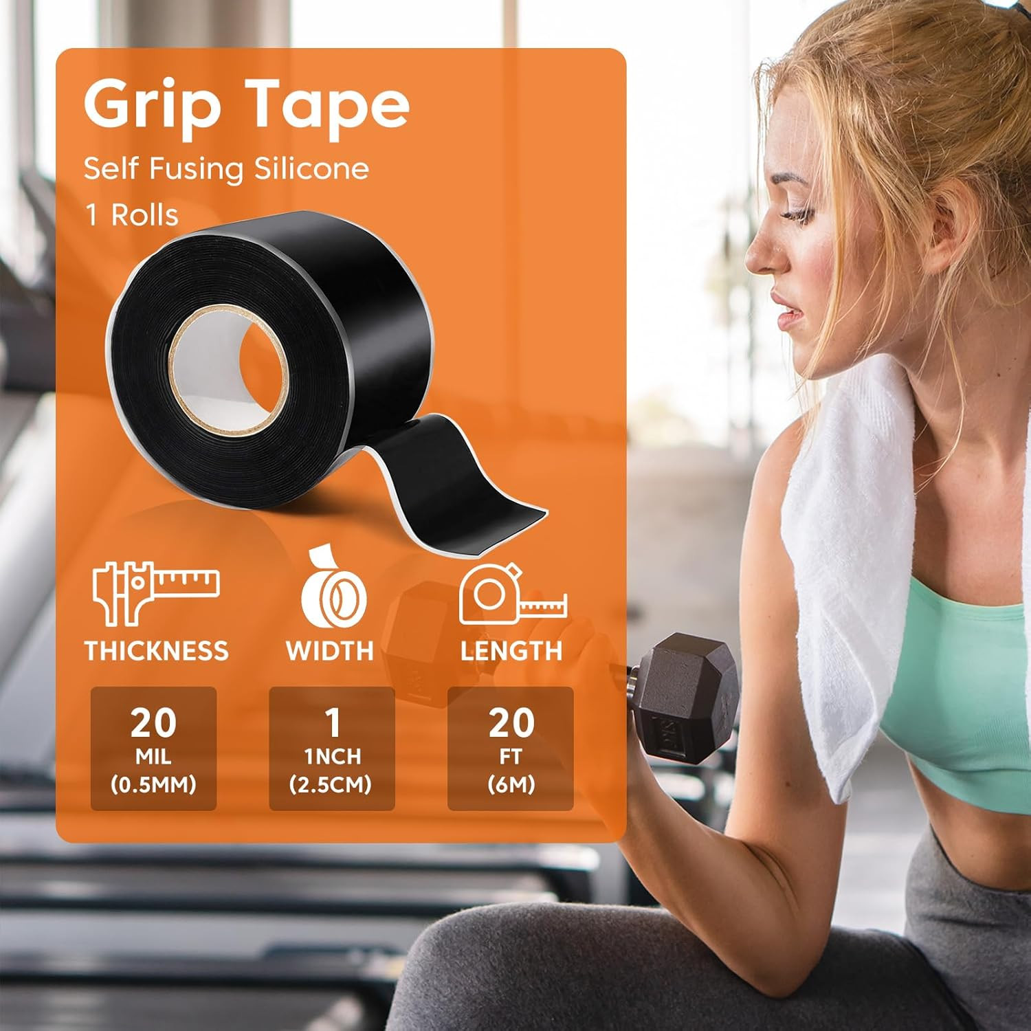 Grip Tape – Silicone Tape, Grip Tape for Handles, Rubber Wrap for Pull up Bars,