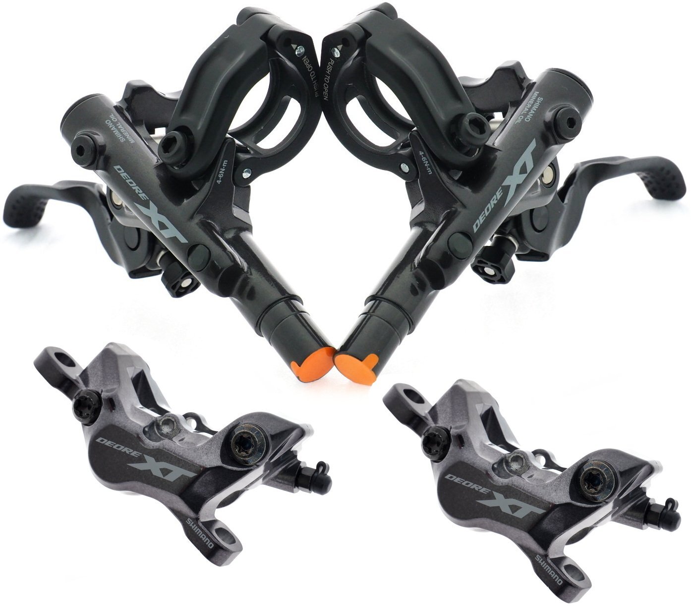 Shimano XT BL-M8100 BR-M8120 4 Piston Brake Set F/R 100/170cm w/Fin Pad READ
