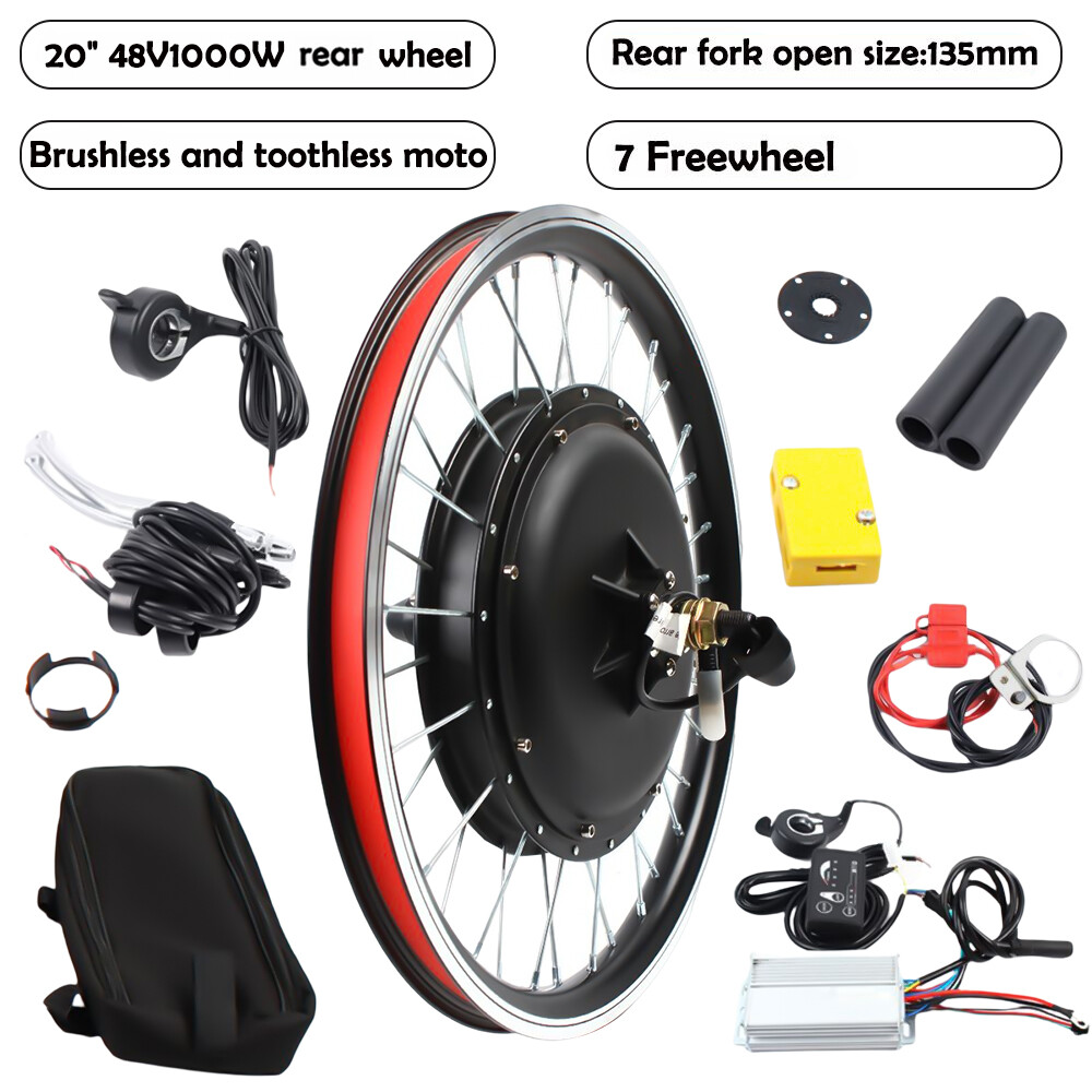 20 Inch eBike Electric Rear Wheel Hub Motor Bicycle Conversion Kit 1000W 48V