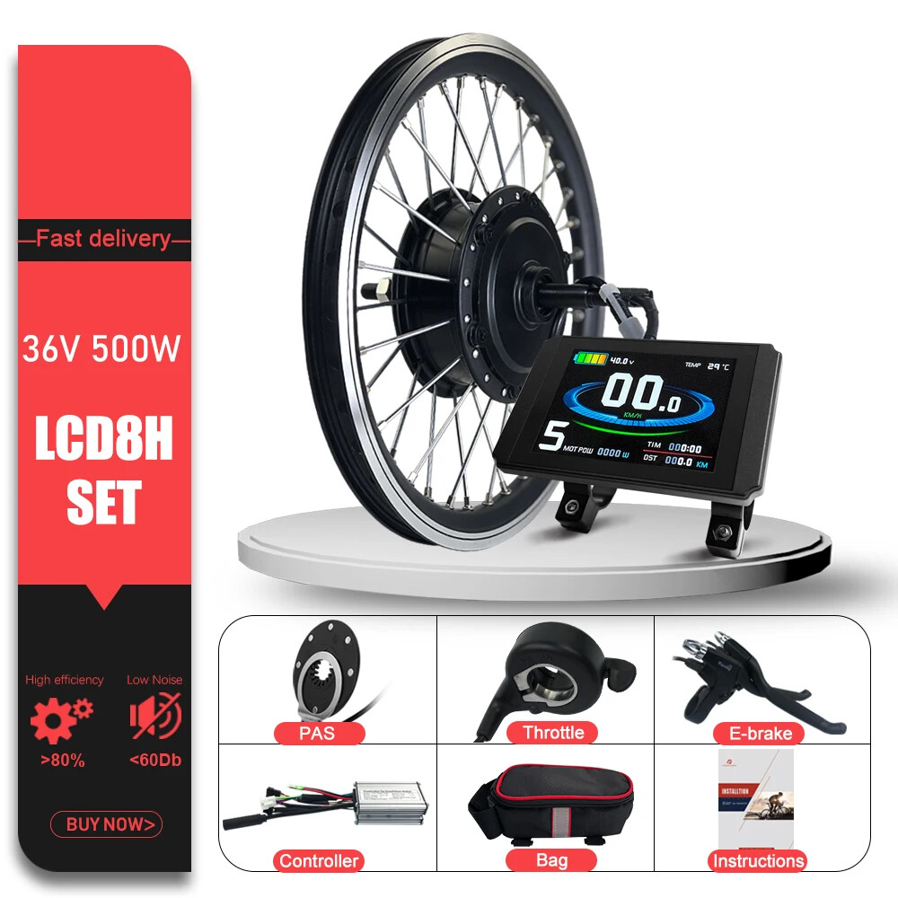 36V 48V 500W MTB E-bike Conversion Kit Rear Rotate Hub Motor Wheel 16-29in 700C