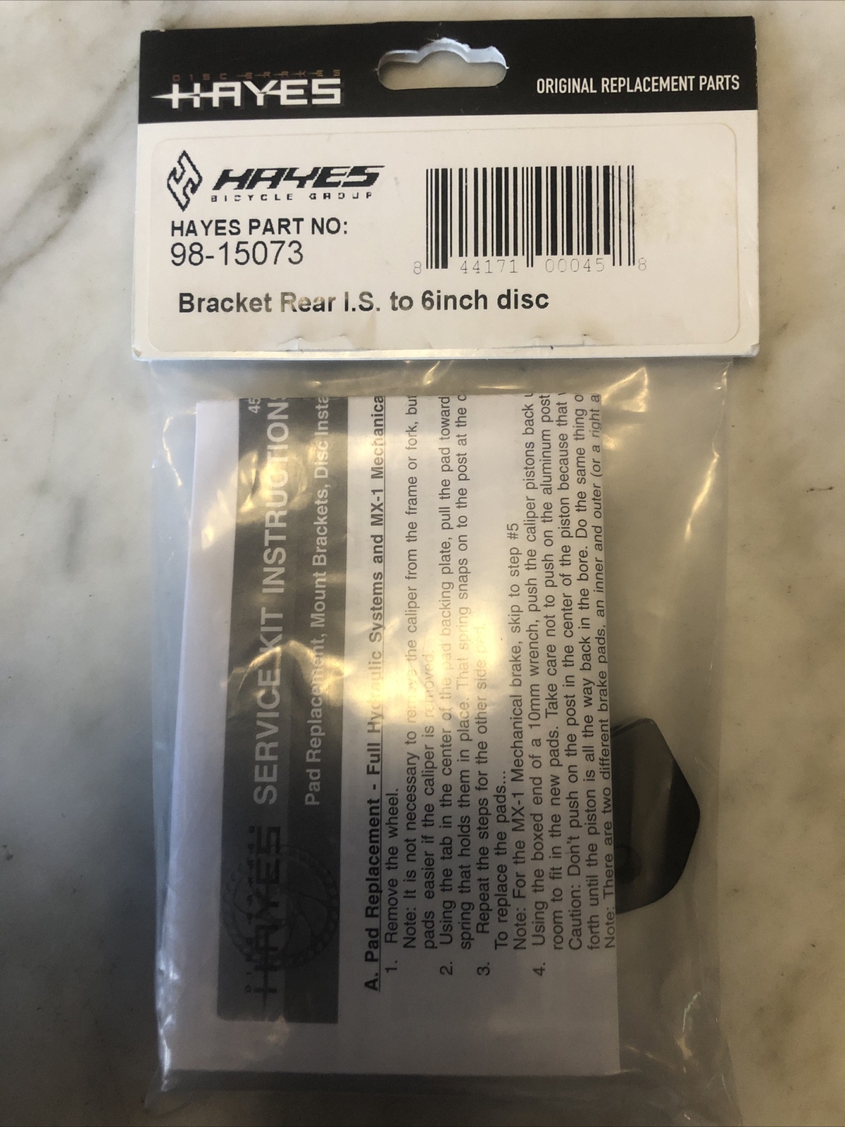 New-in-Package HAYES Rear Bracket I.S. to 6″ Disc • Part #98-15073
