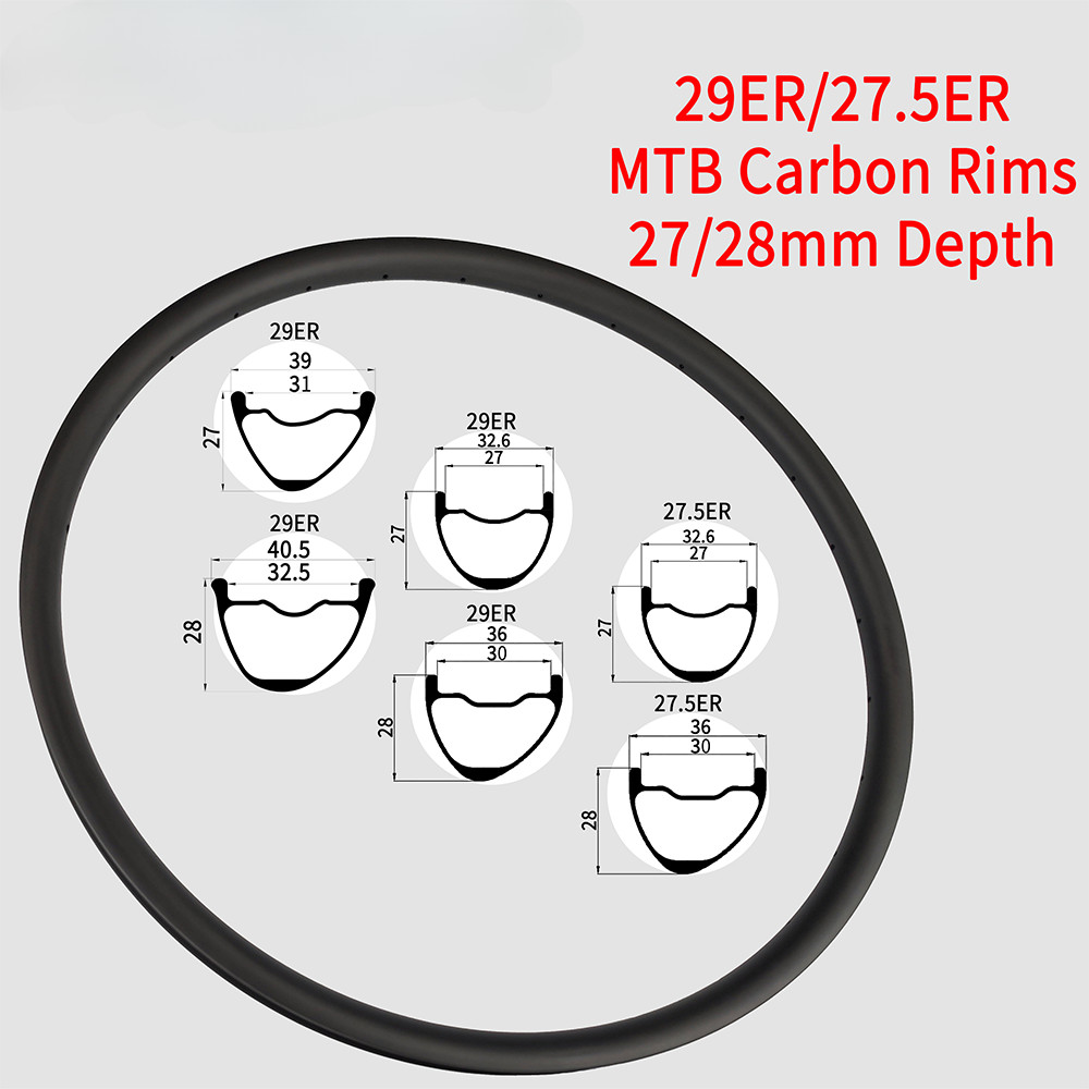 27.5er 29er Mountain Bike Bicycle Carbon Fiber Rims 27/28mm Depth XC TR AM Wheel