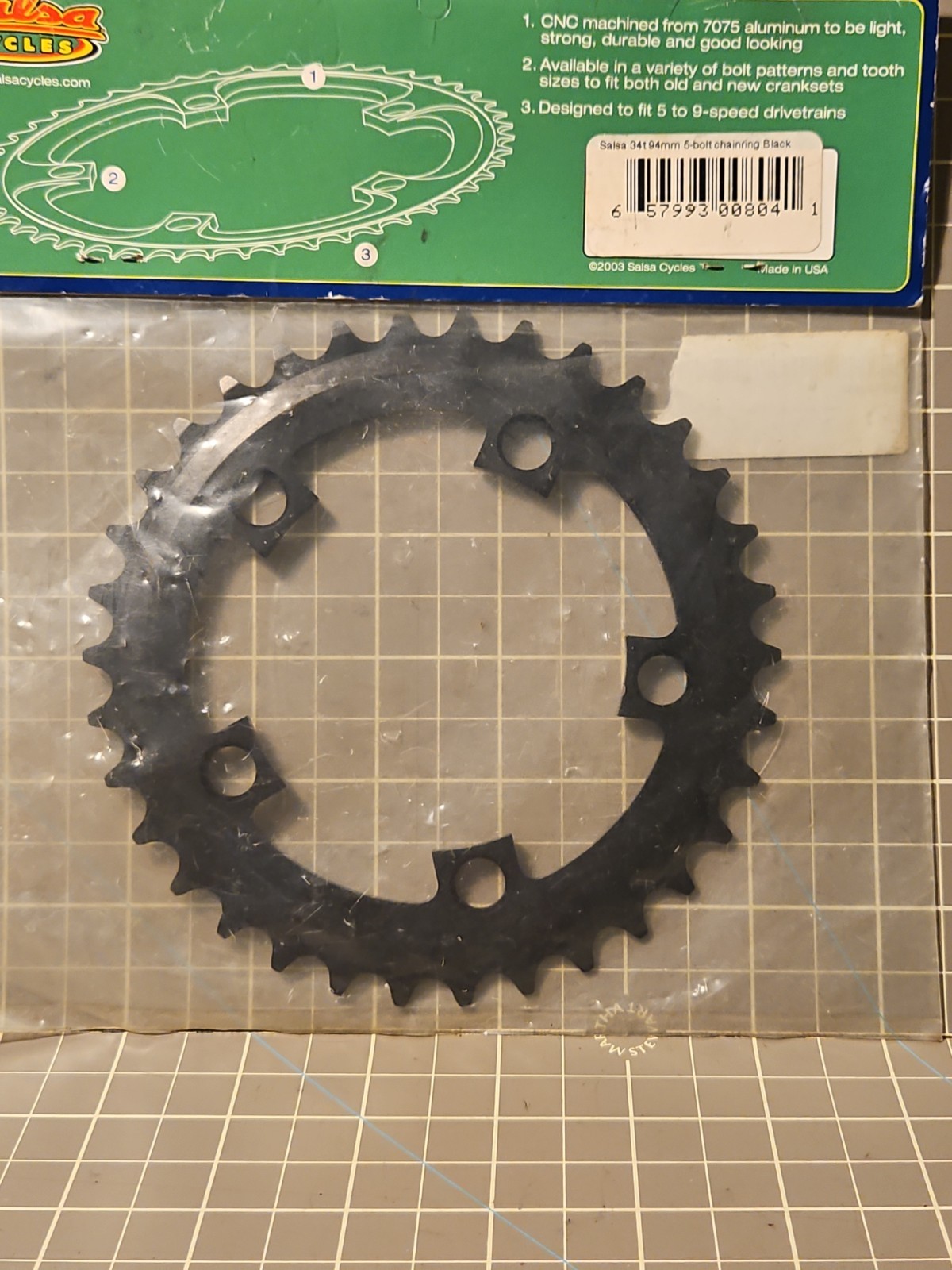 Salsa Chainring 34t Black Alloy 90s NOS New 94mm USA 7075 MTB Vintage 90s