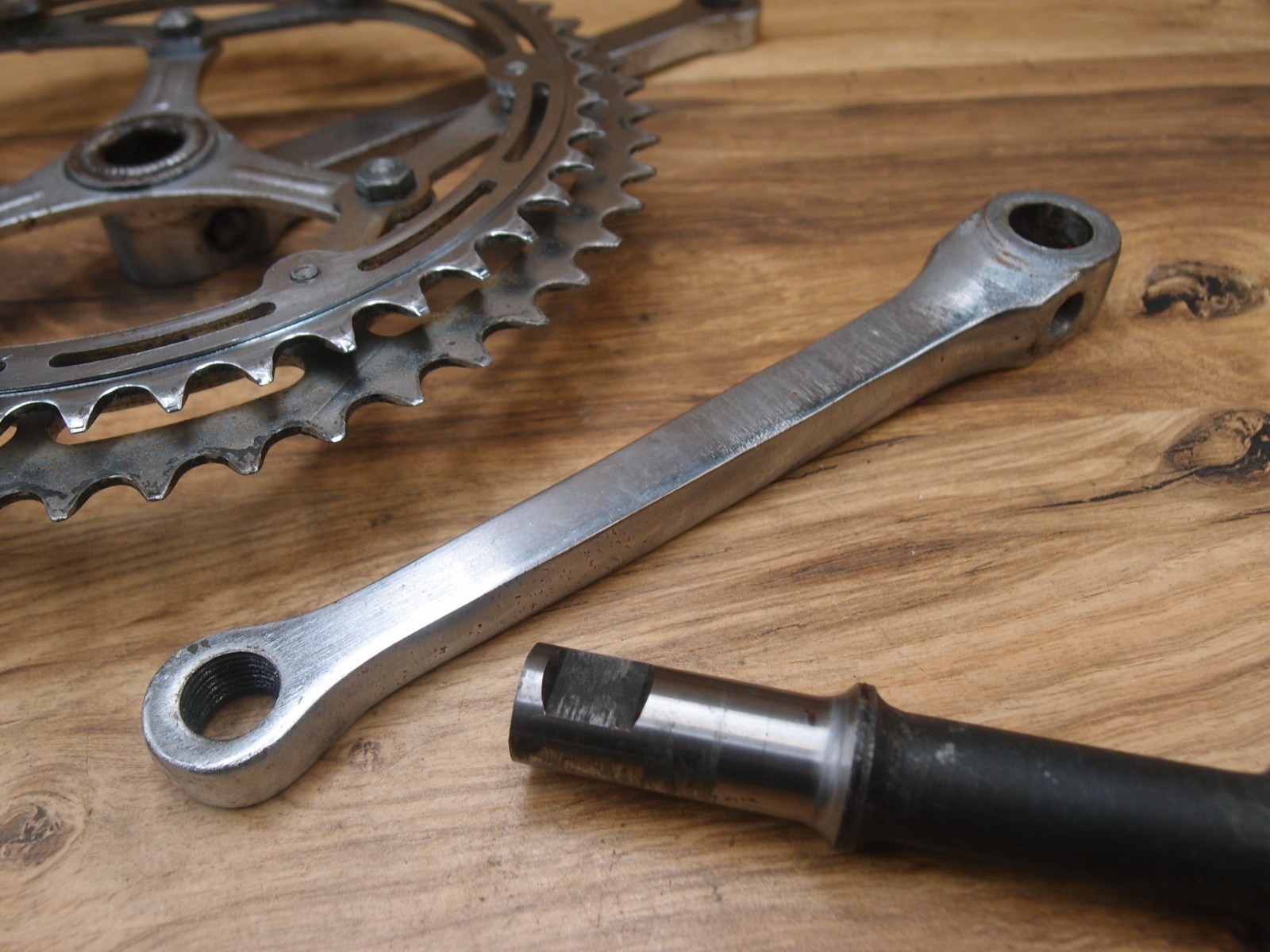 cottered crankset NERVAR made in France 52/47 T 170 mm + bottom bracket 1960’s