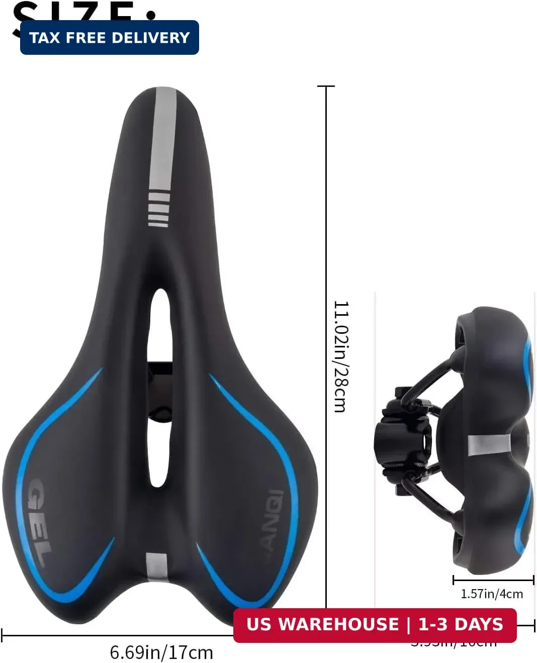 MSDADA Gel Bike Seat Bicycle Saddle, Bike Saddle for Men & Women, Waterproof Bic
