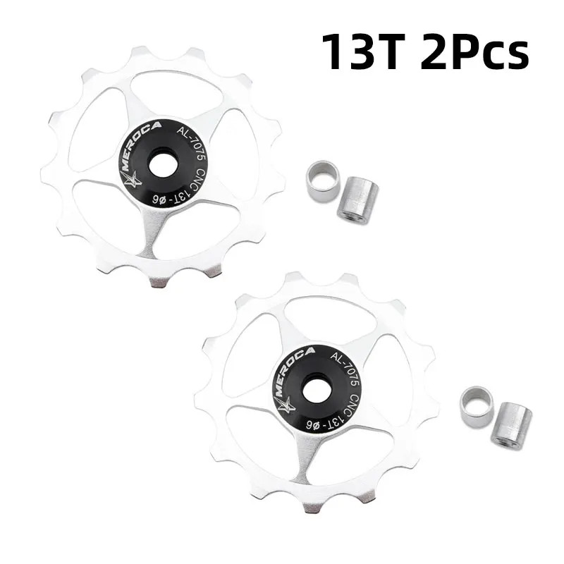 2PCS MTB Road Bike Jockey Wheel 11T 13T CNC 7075 Alloy Bearing Pulley