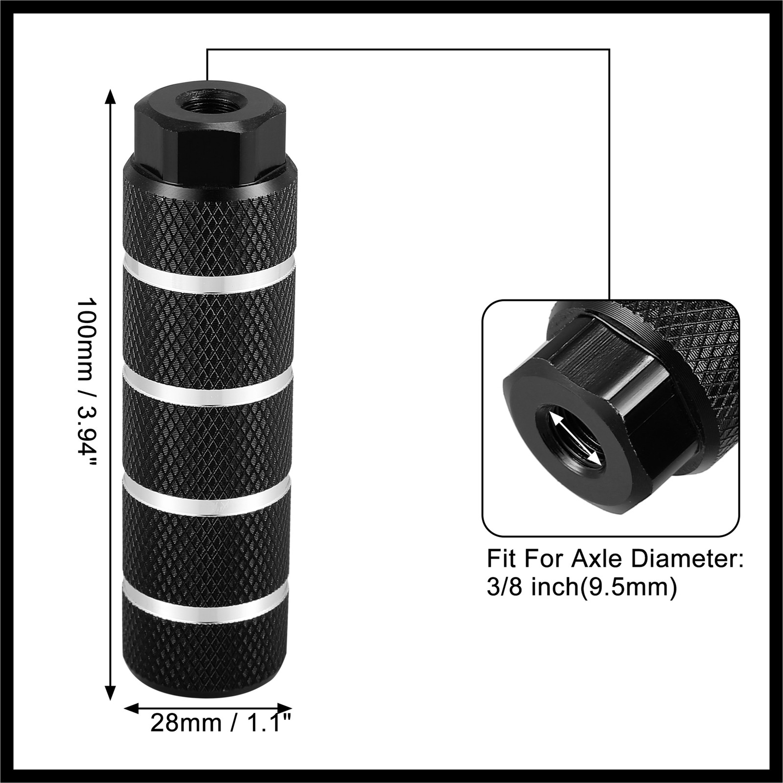 4 Pcs Aluminum Alloy Rear Foot Pegs for BMX MTB Bike Fit 3/8 inch Axles