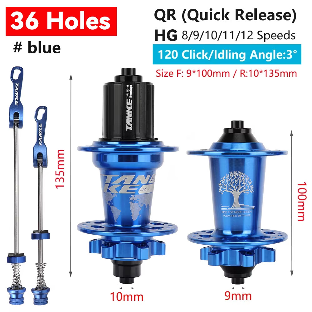 120 Click Hub 6 Bearing MTB Mountain Bike Front Rear Thru HG 28 32 36 Holes Disc