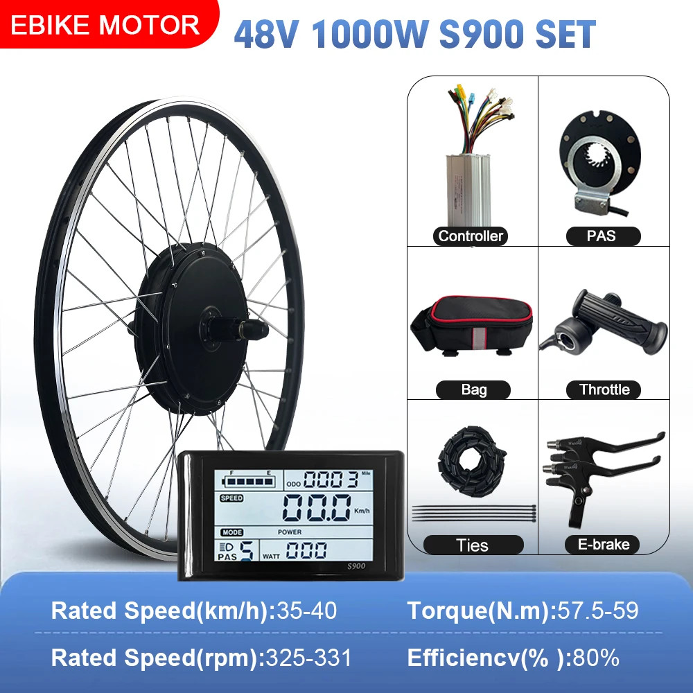 Mountain E-bike Conversion Kit 48V 1000W Brushless Rear Cassette Hub Motor Wheel