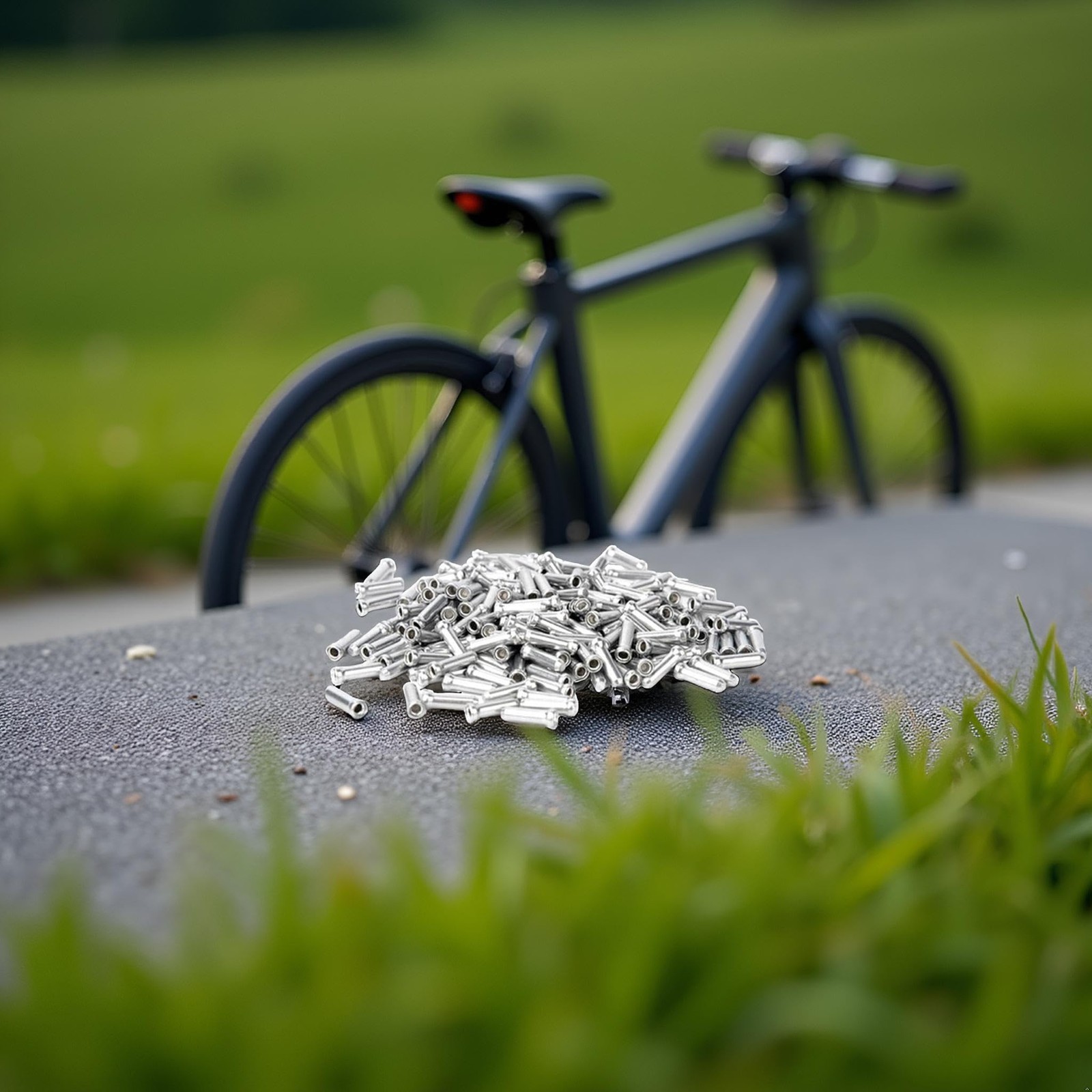 100 Pcs Silver Road Bike Cable End Caps Aluminum Alloy Wire Ferrule Tips