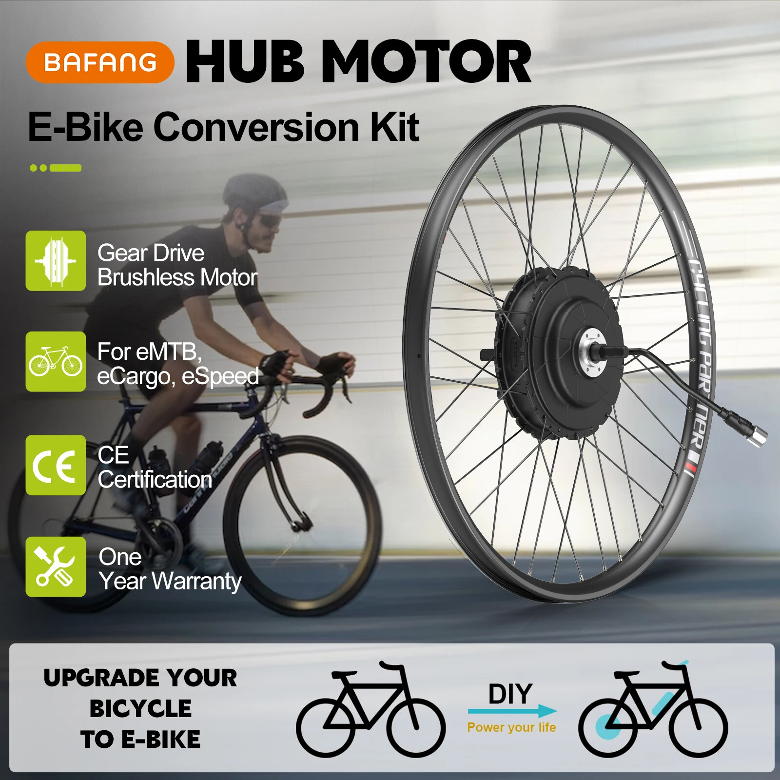 48V 750W Rear Wheel Drive Hub Motor for Electric Bike Conversion Kit 135-142mm