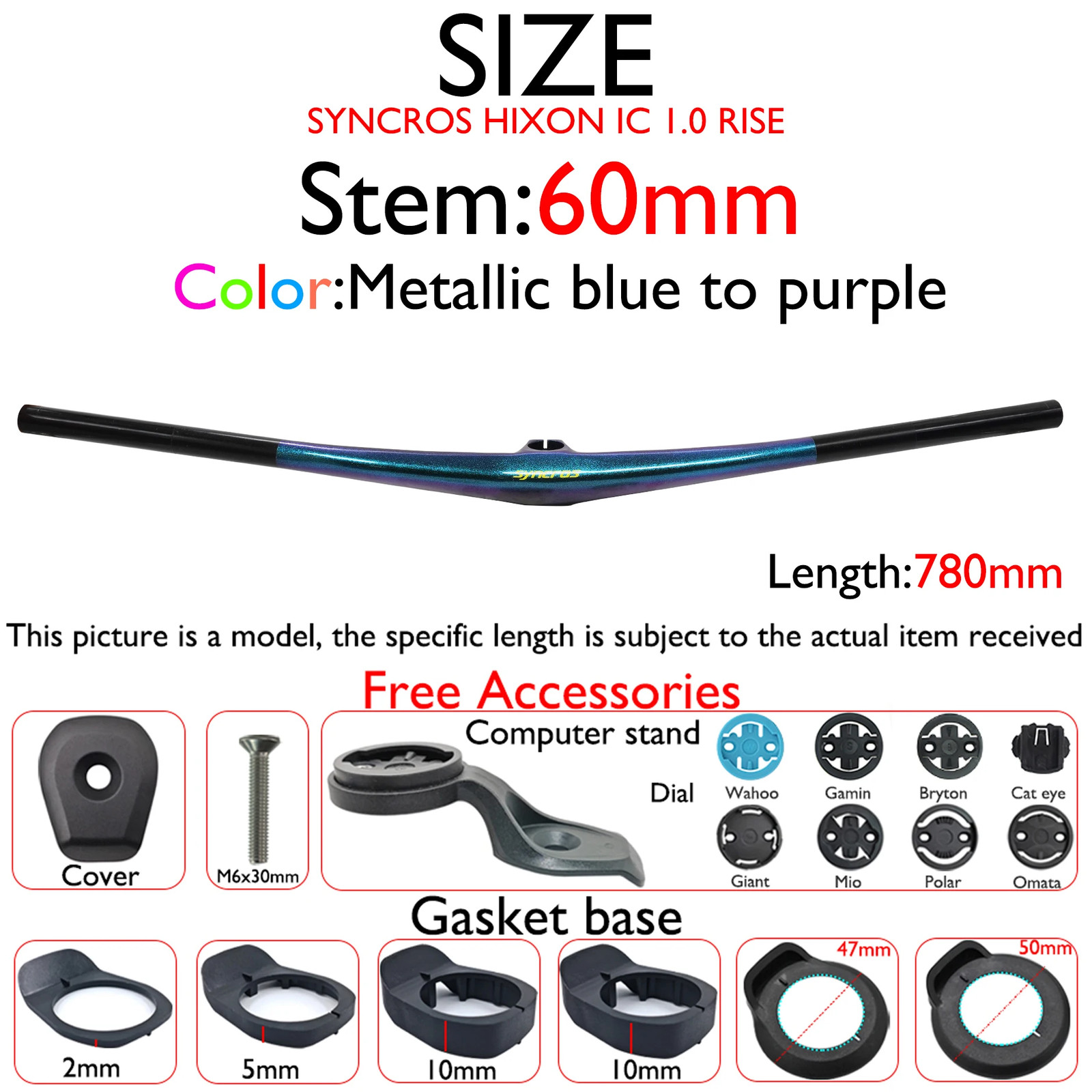 Carbon Fiber Mountain Bike Handlebar Stem 28.6mm 700-800mm 6°/7° 40-60mm