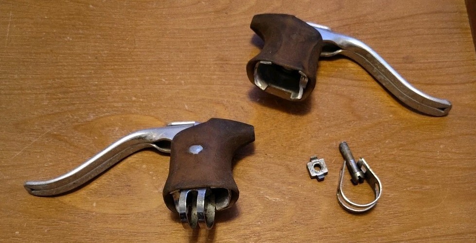 [903.2] Vintage Dia-Compe Brake Levers Pair Drop Bar Road Bike Silver Alloy