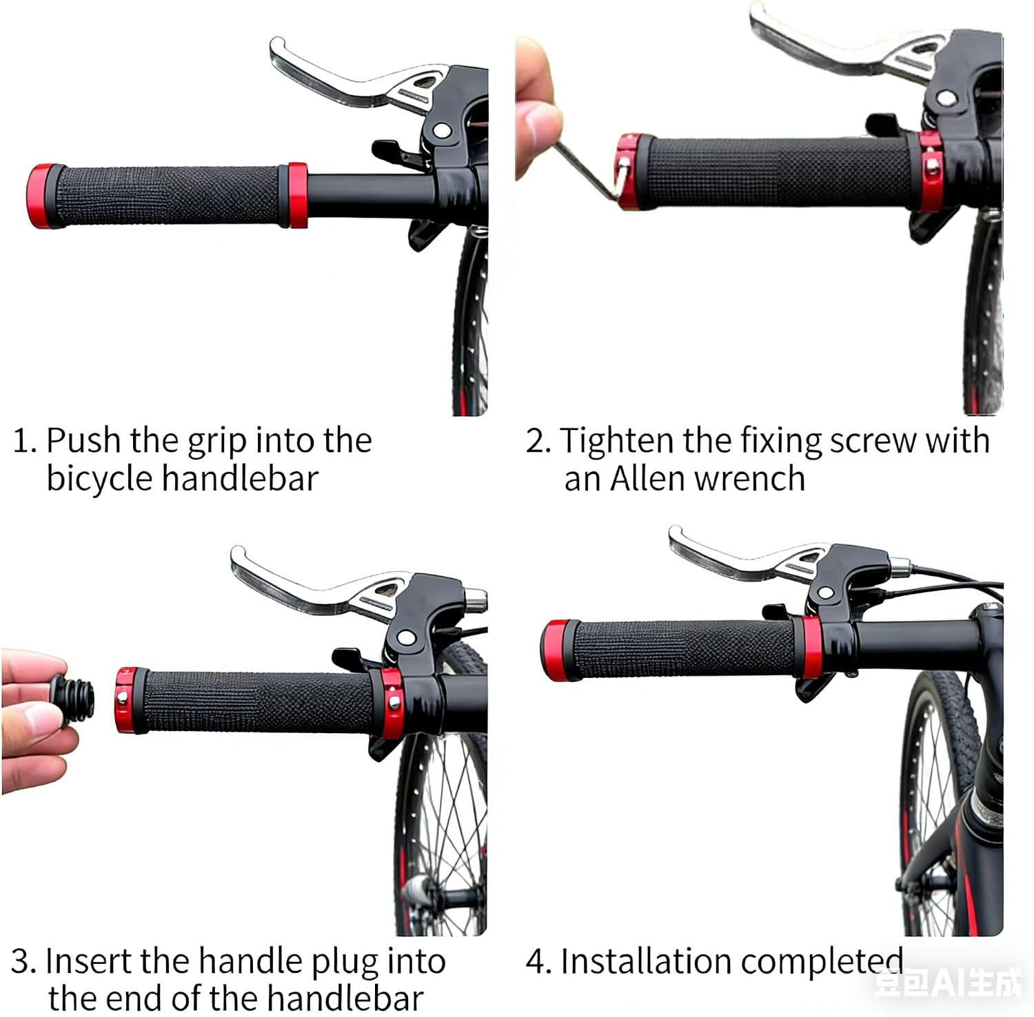 Non-Slip Bicycle Handlebar Grips, Rubber Bike Grips for Mountain Bike Electric S