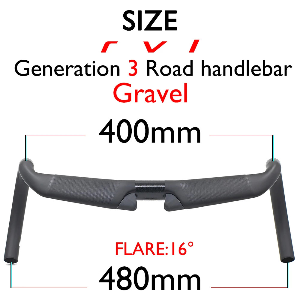 Carbon Fiber Road Gravel Cycling Handlebar Matte Black Diameter 31.8mm 380-440mm