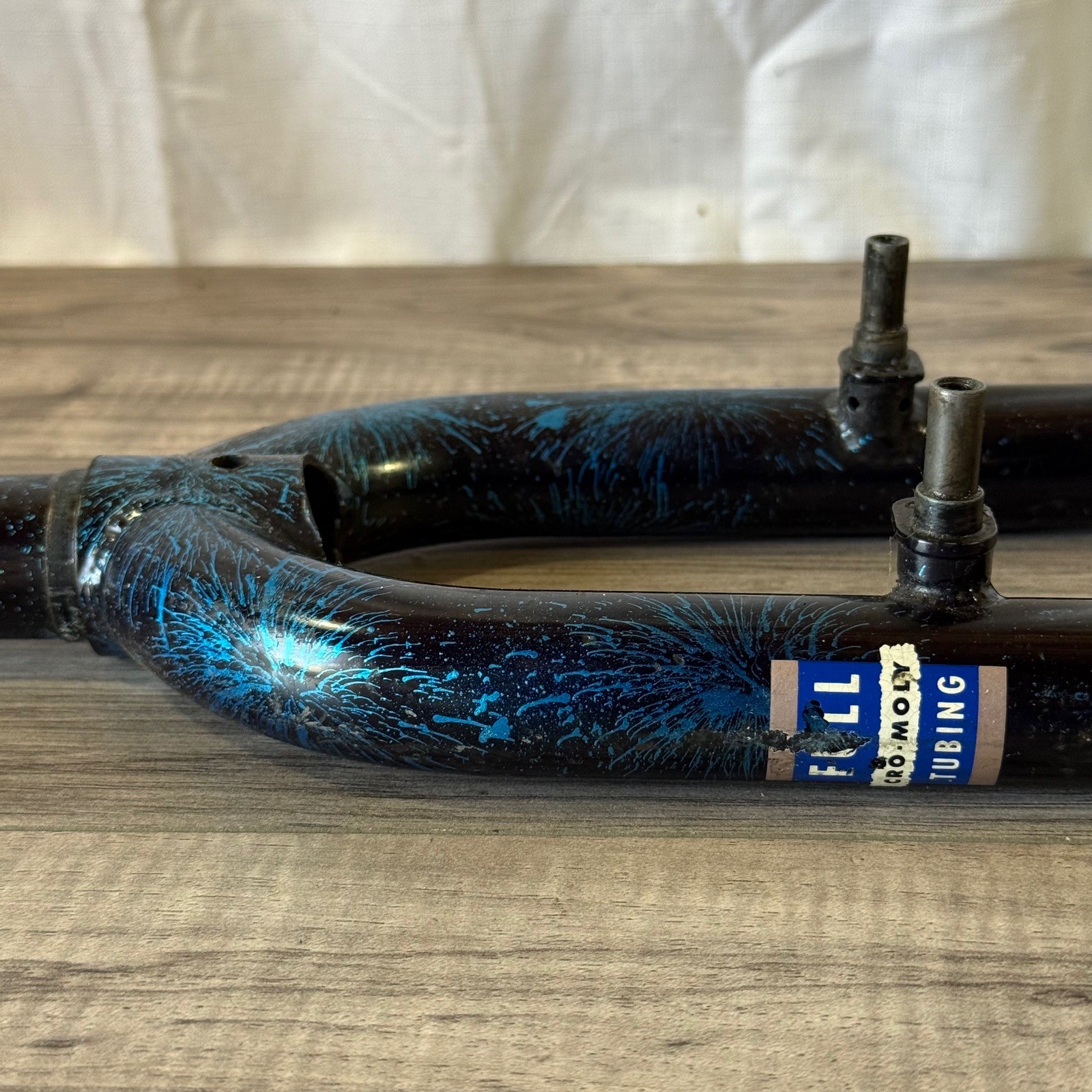 Vintage 90s  1 1/8 Threaded MTB Fork 26 150mm 395 Axle-Crown Back Blue Sparkle