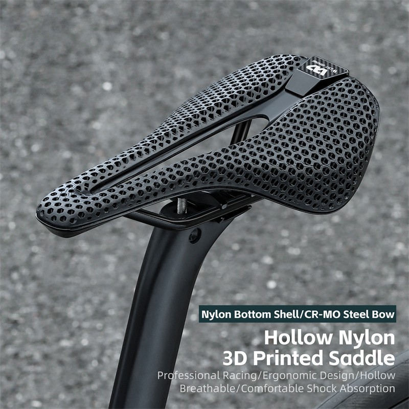 WEST BIKING 3D Printed Nylon Bicycle Saddle Cr-Mo Steel Bow Bike Seat Cushion