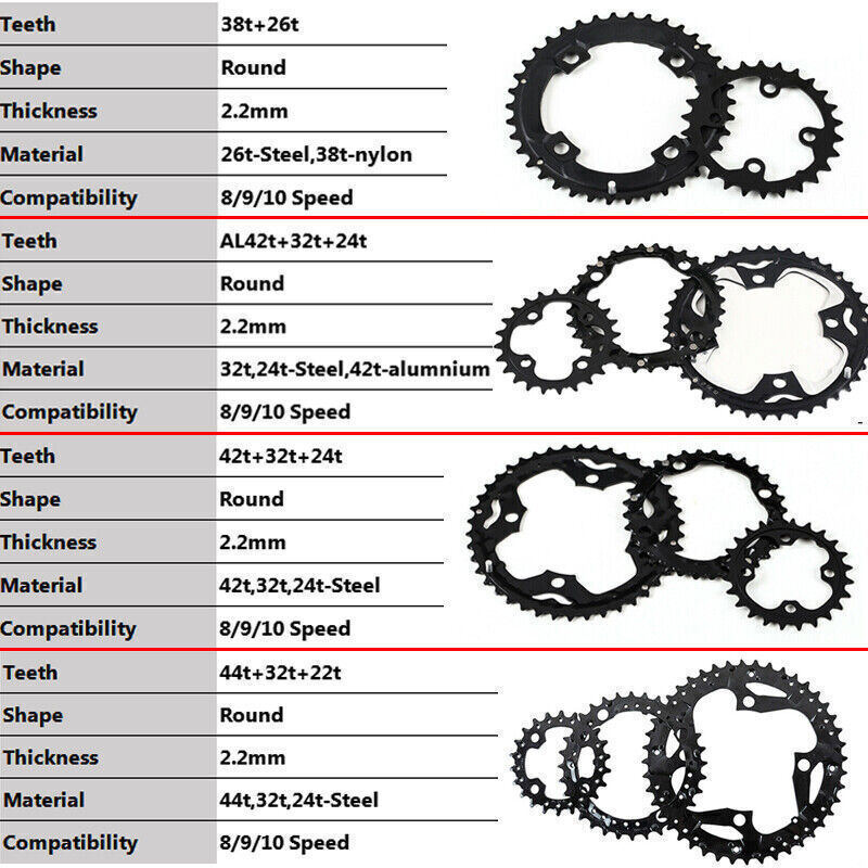 BUCKLOS Double/Triple Speed Crankset 170mm 22-44T Bike MTB Chainring for Shimano