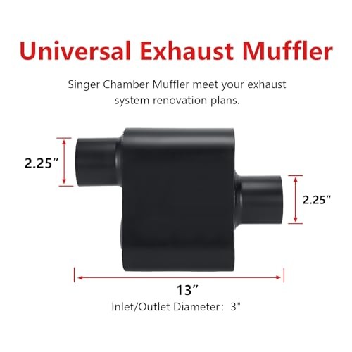 Muffler 2.25″ offset in | 2.25″ center out | overall 13″ Offset in | Center out