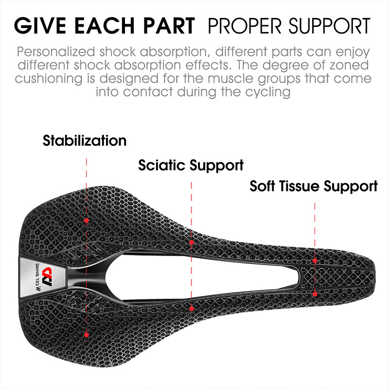 WEST BIKING Carbon Fiber Nylon 3D Printed Saddle Road Bike Hollow Bicycle Saddle