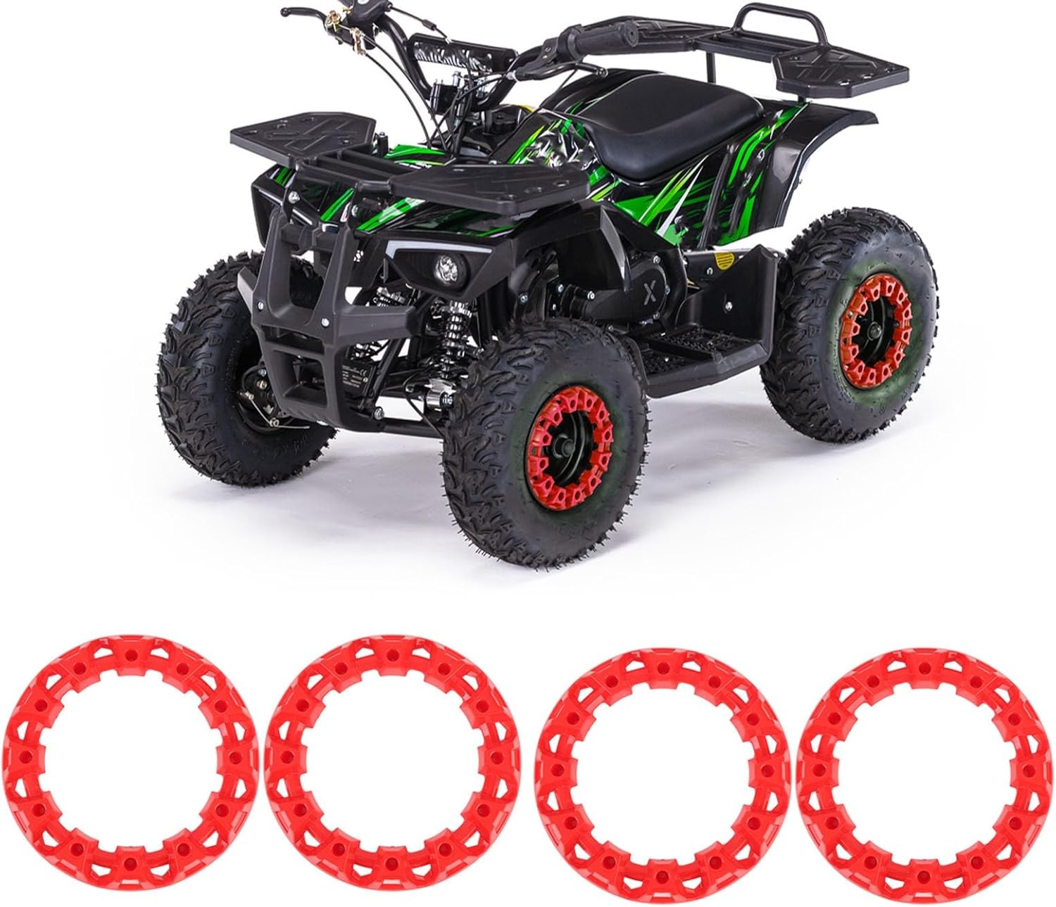 4Pcs 10 Inch ATV Wheel Trim Hub Decor Rim Cap Plastic Scratch Proof Sporty Red
