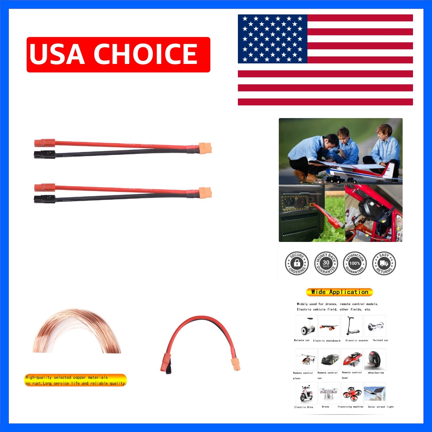 2Sets Anderson to XT60 Female Adapter Cable 6inch 12awg Ebike Battery Wire