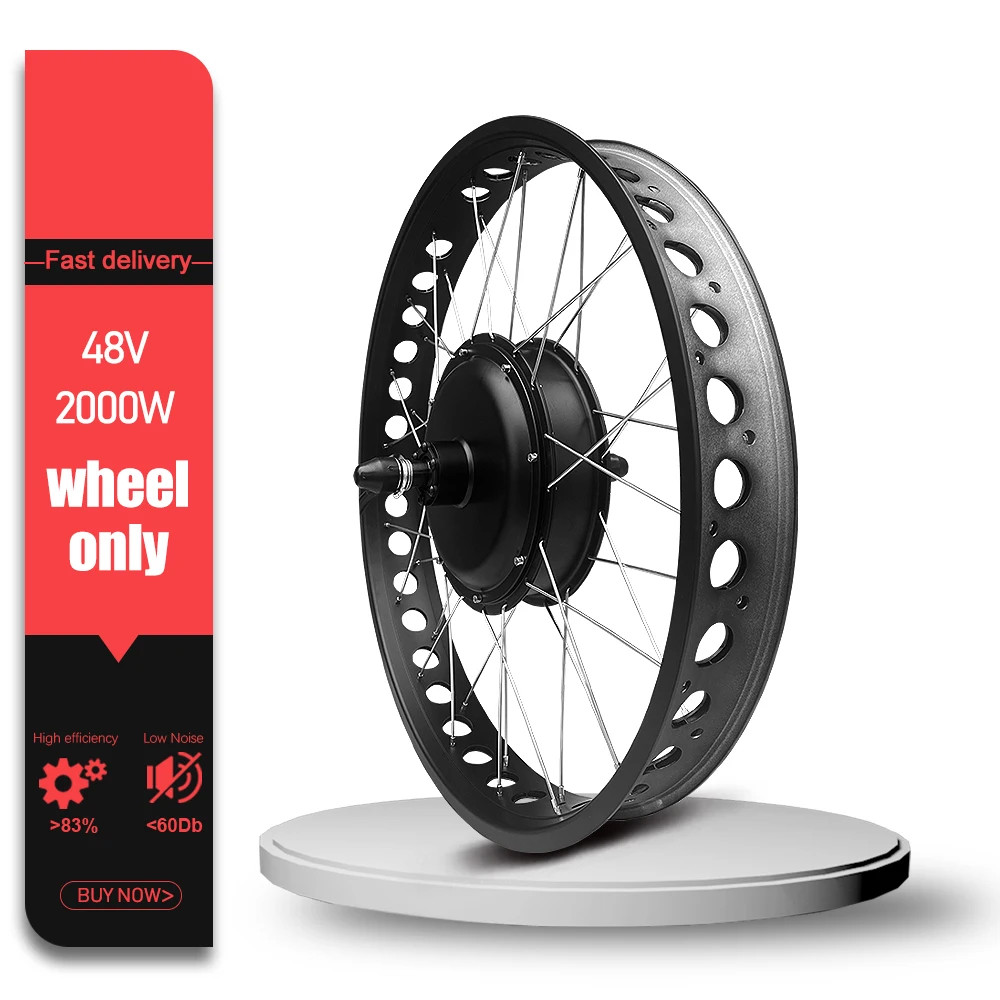 48V 2000W Fat Tire Rear Brushless Gearless Hub Motor for Snow E-Bike 20/24/26in