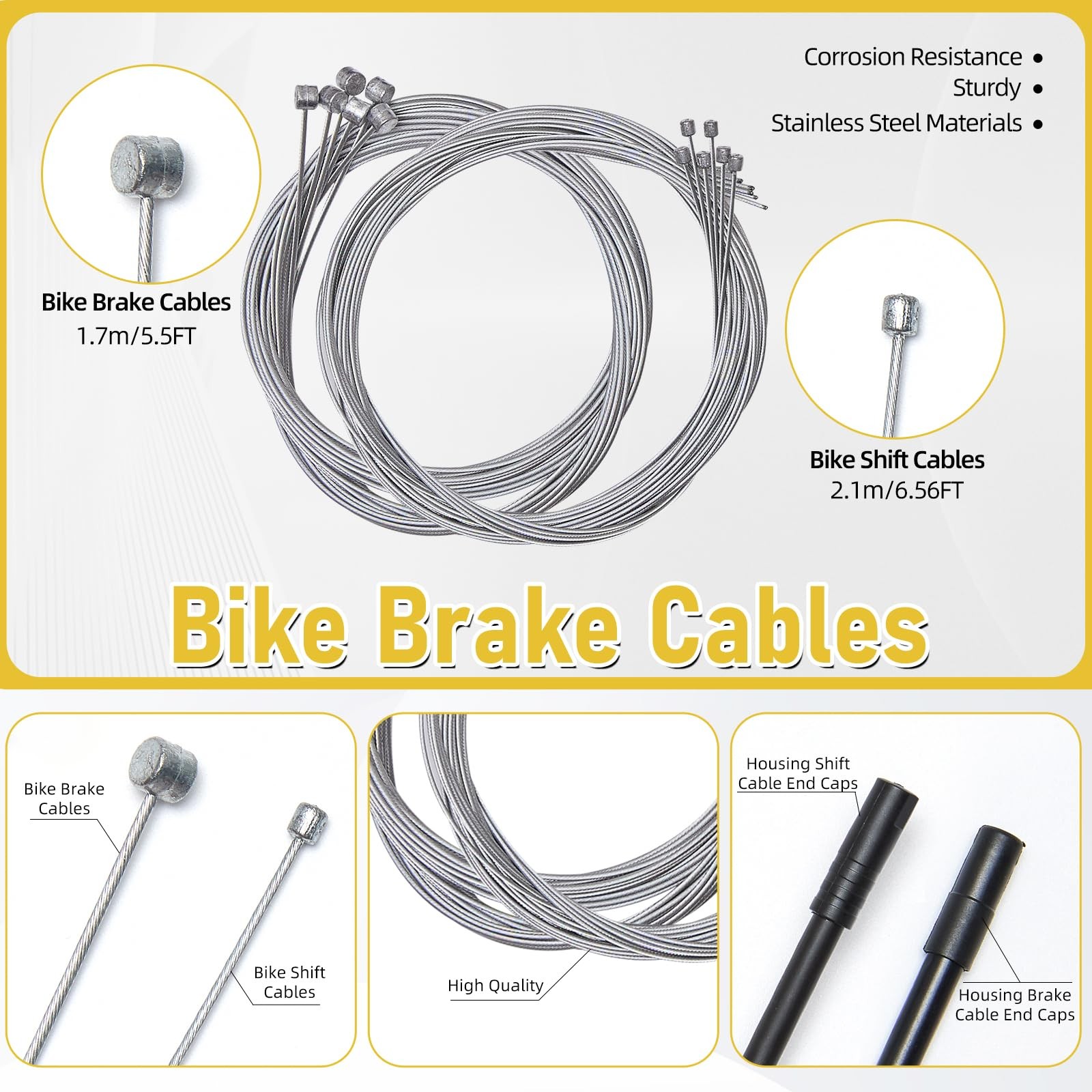 103Pcs Bike Brake Cable Kit with Stainless Steel Bike Cable Cutter,Brake Cabl…