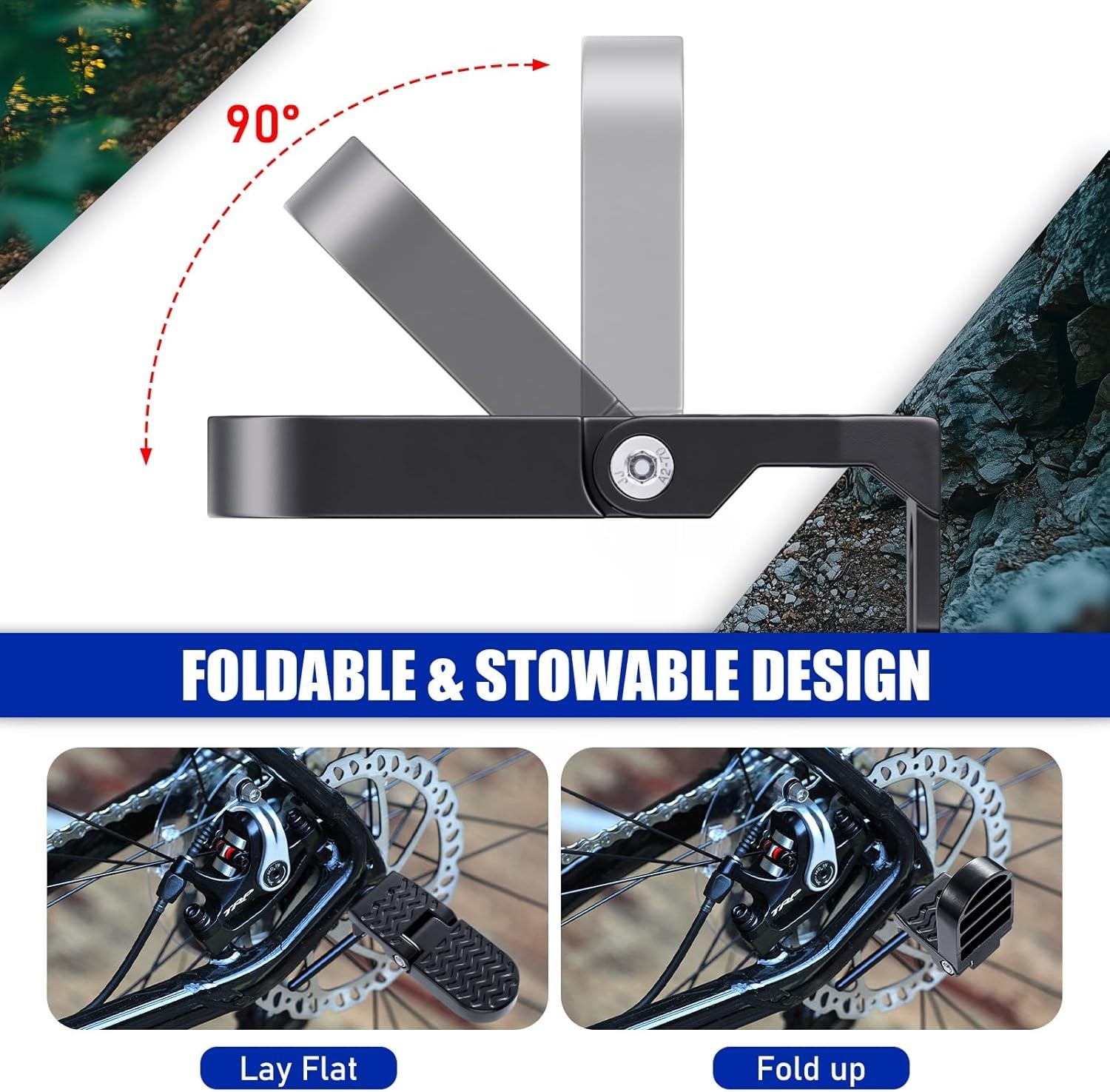 Folding Aluminium Bicycle Foot Pegs for E-Bikes & Mountain Bikes – 2PCS