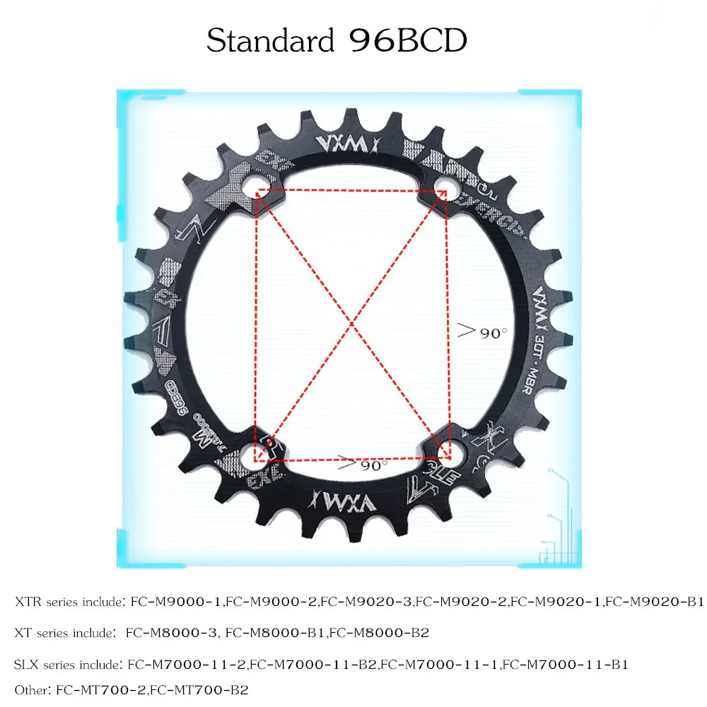 round Oval 96BCD Chainring MTB Mountain 96Bcds Bike Bicycle 32T 34T 36T 38T Crow