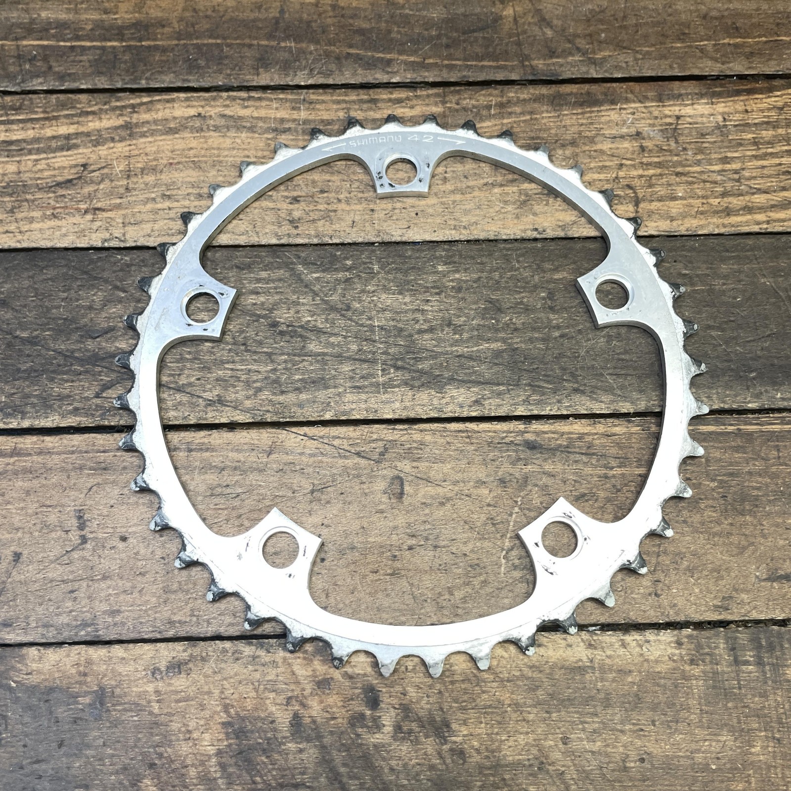 Vintage Shimano 42t Chainring 130 BCD 5-Arm Silver Alloy Road Bike 42 Tooth