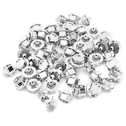 6.5mm(0.26″) Wheel Rim Lip Rivets Nuts Chrome Silver Universal Replacement,