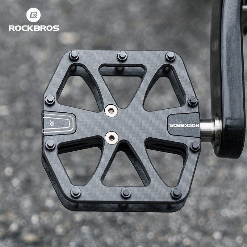 ROCKBROS Bicycle Carbon Pedal Titanium Axle Super Light 3Bearing Anti-Skid Pedal