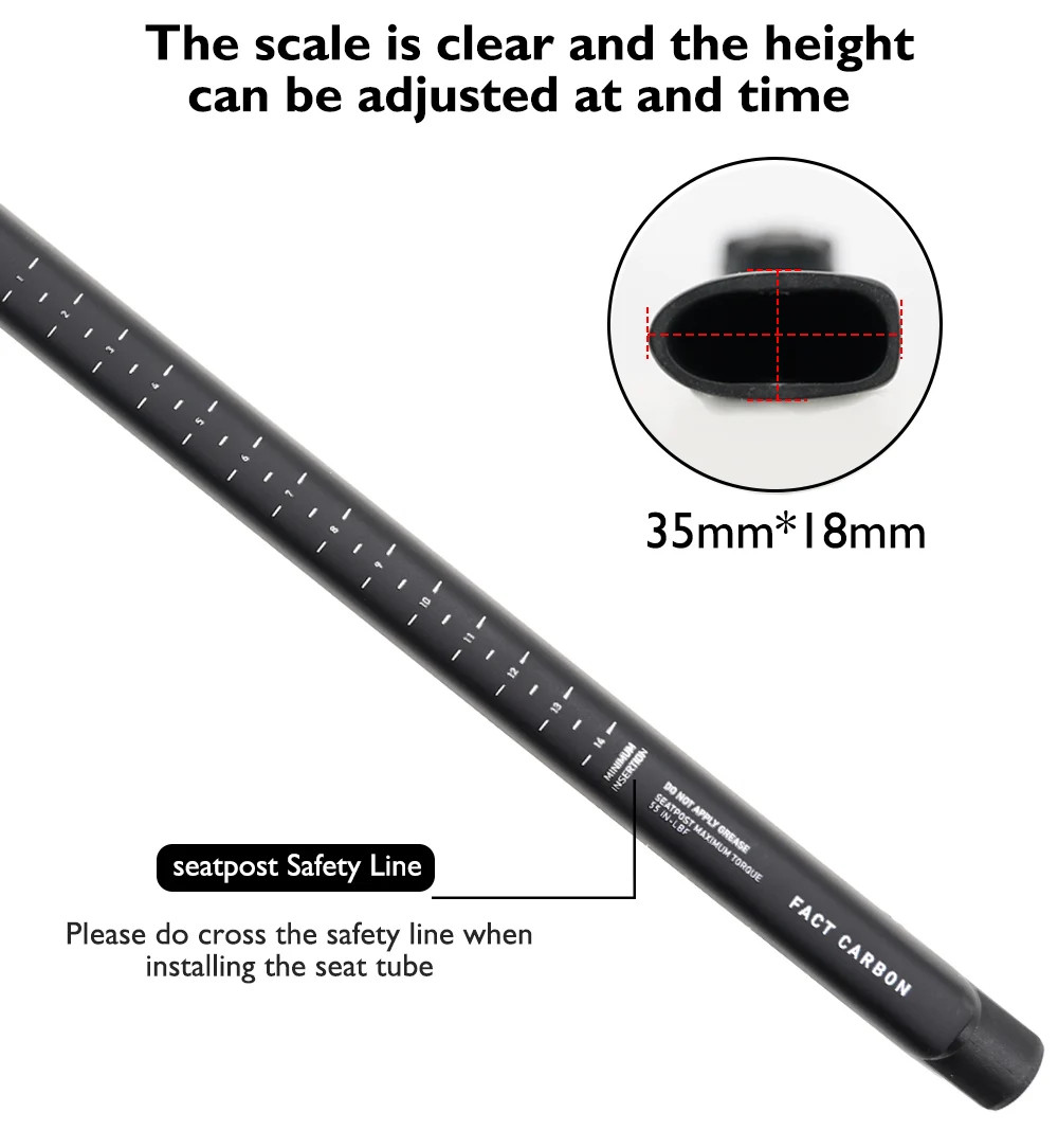 D-Shaped Matte Carbon Fiber Bicycle Seatpost 0mm Offset 300mm 380mm Length