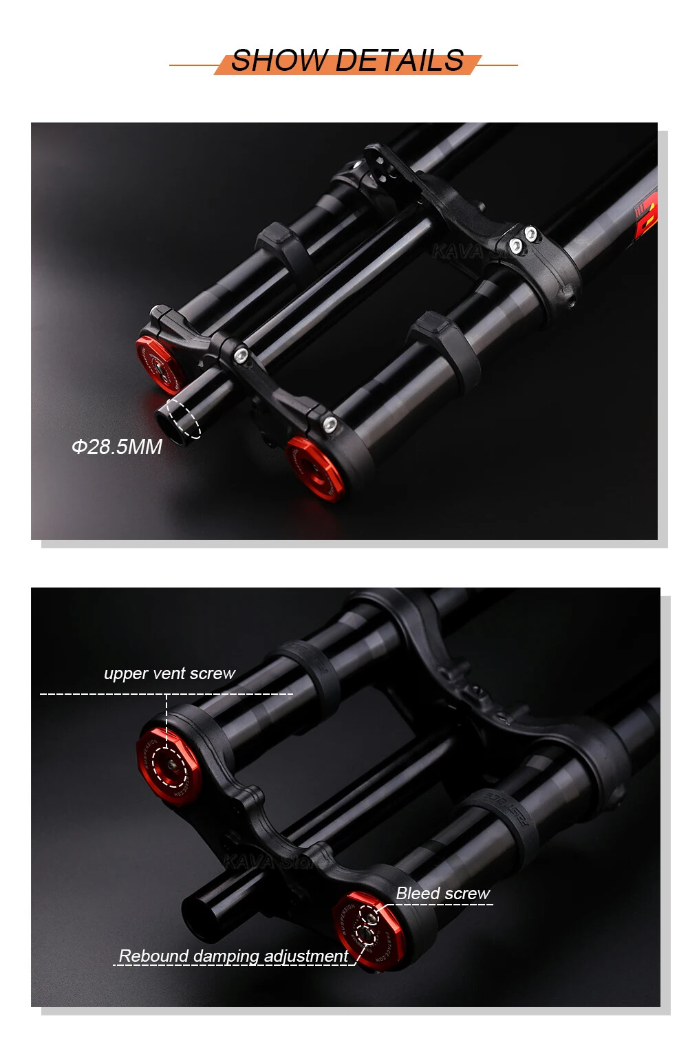 Electric Dirt Bike Fork 26/27.5/29 Inch Hydraulic Suspension Inverted Forks