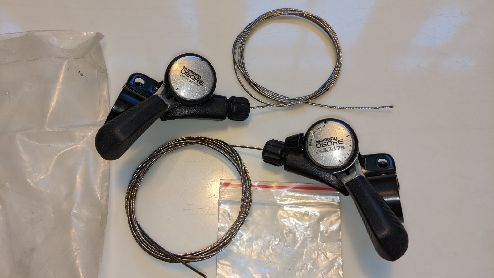 Vintage Shimano Deore SL-MT62 Thumb Shifter Set 3×7, New in package w/cables