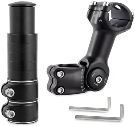 Adjustable Bike Stem Riser, Bike Handlebar Extender Set 31.8mm 60° for Mountain
