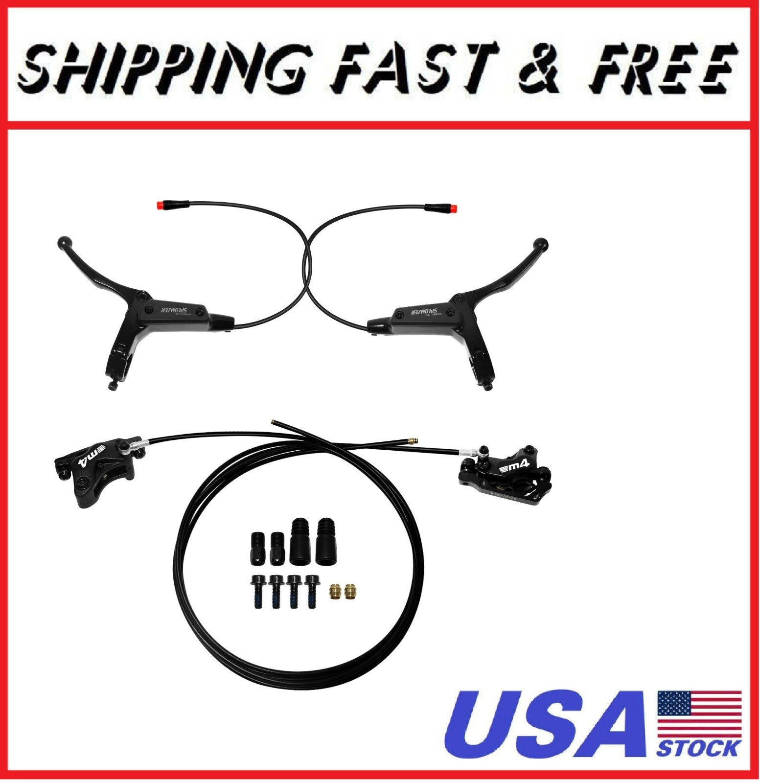 ZTZ 4-Piston eBike Hydraulic Brake Set,2-PIN Power-Off Hydraulic Disc Brake for