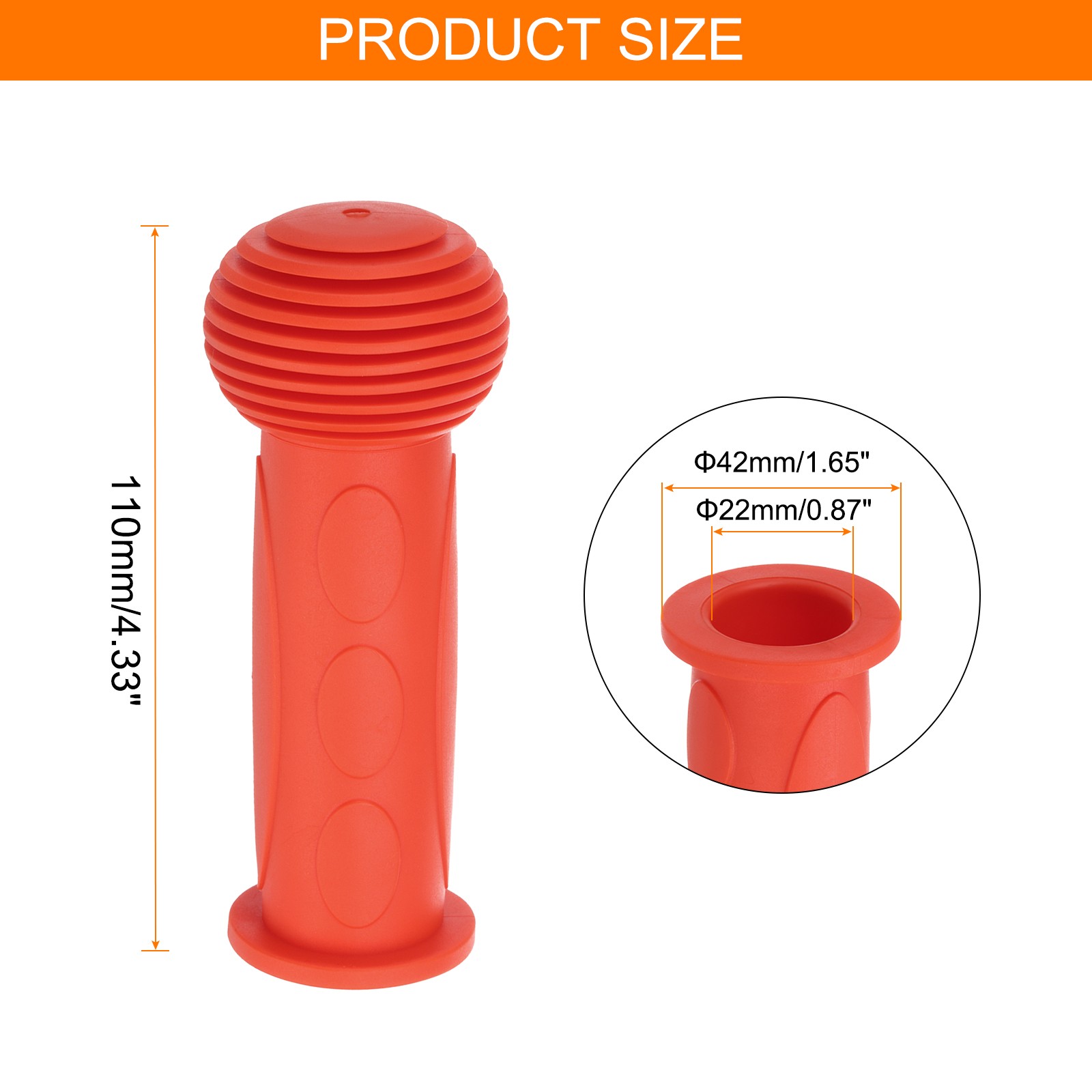 2pcs Bike Handlebar Grips 4.33″ Non-Slip Rubber Mushroom Grips Fit 7/8″,Red