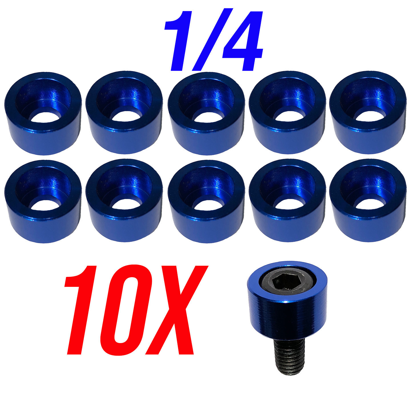 Allen Head Bolt Cup Washers Engine Dress UP Hex 10X Red Blue 1/4″ 5/16″ 3/8″