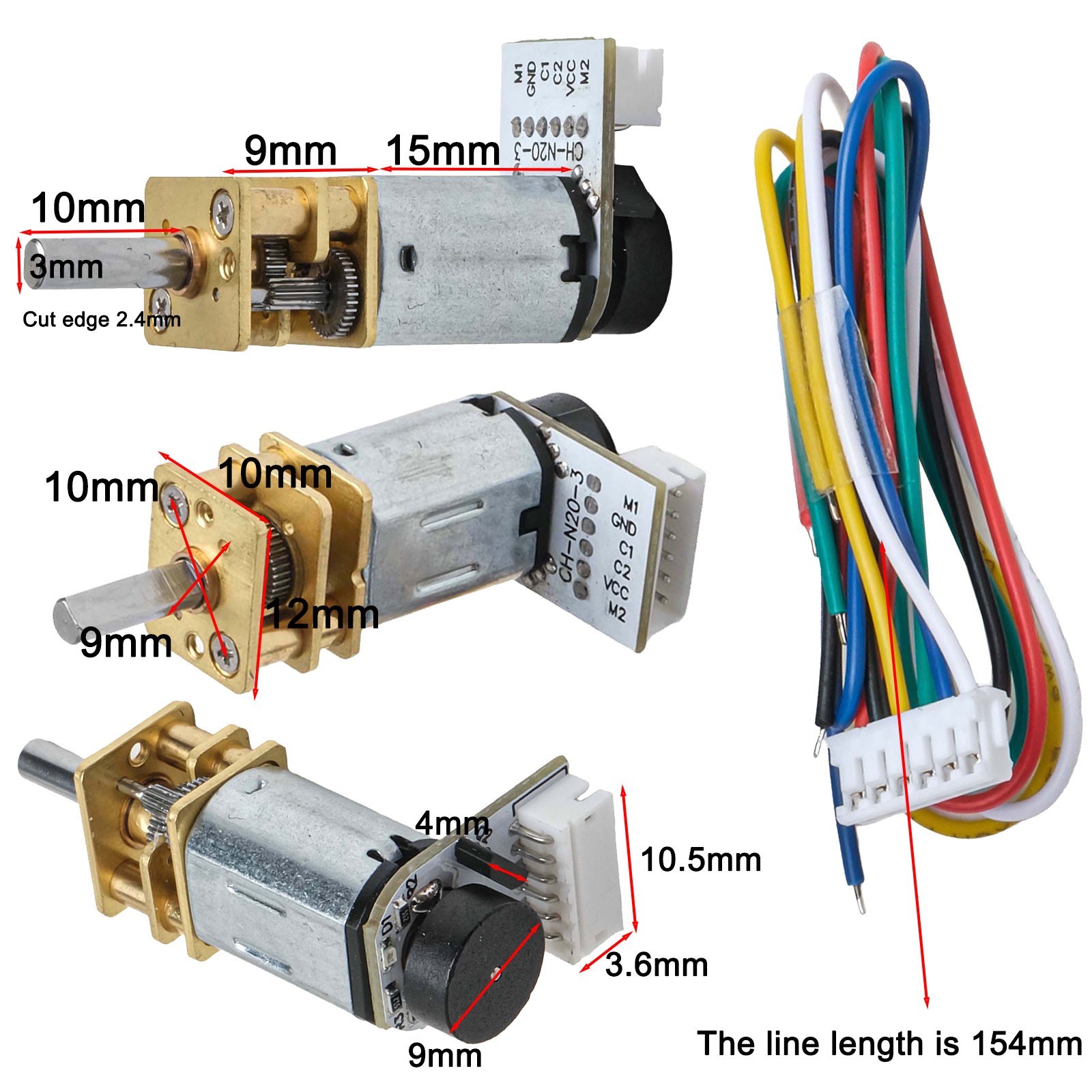 Encoder Equipped Metal Gear Motor for GA12 For N20 for DIY Applications