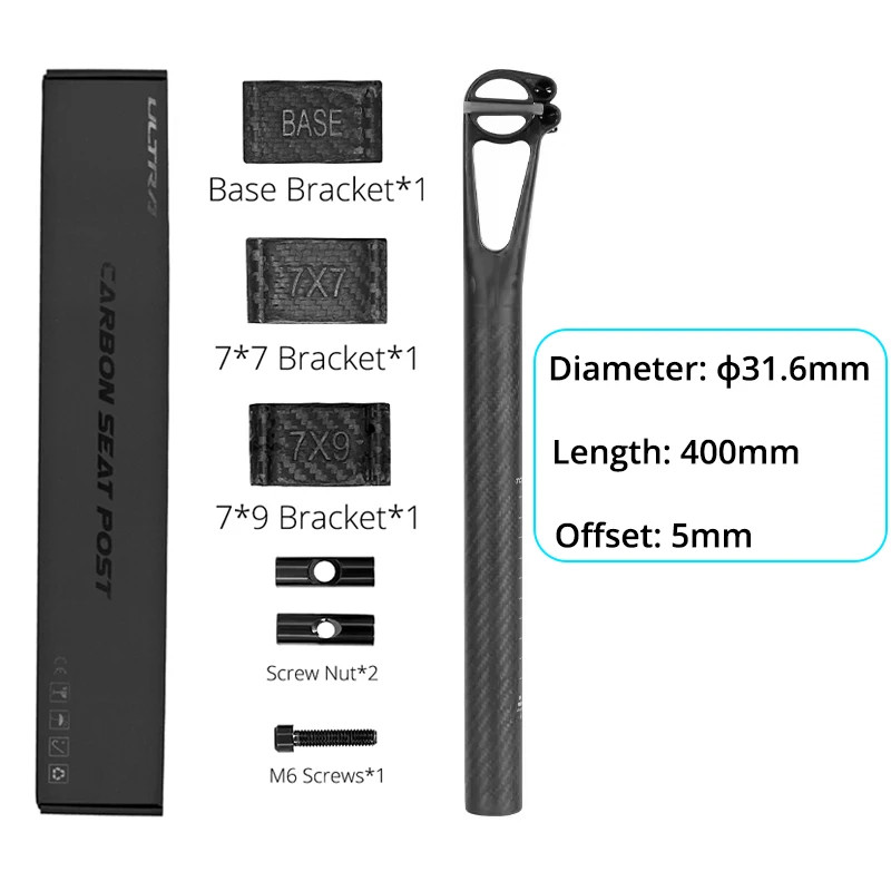 Carbon Seatpost 25.4/27.2/30.9/31.6MM Offset 5MM/25MM for MTB/Road Seat Tube