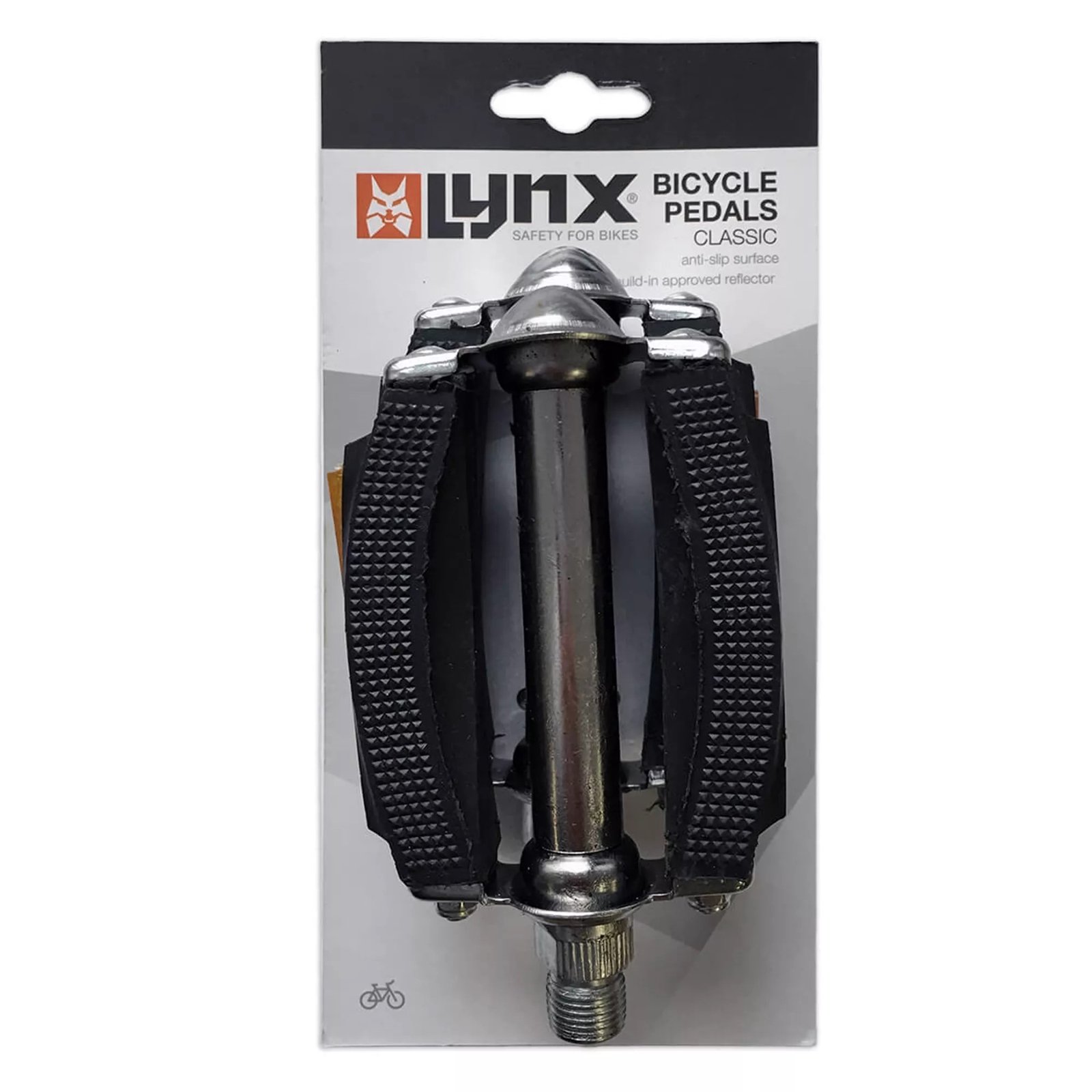 Fahrrad Pedale Anti-Rutsch Lynx 10,7 x 7,1 cm Reflektoren schwarz / chrom