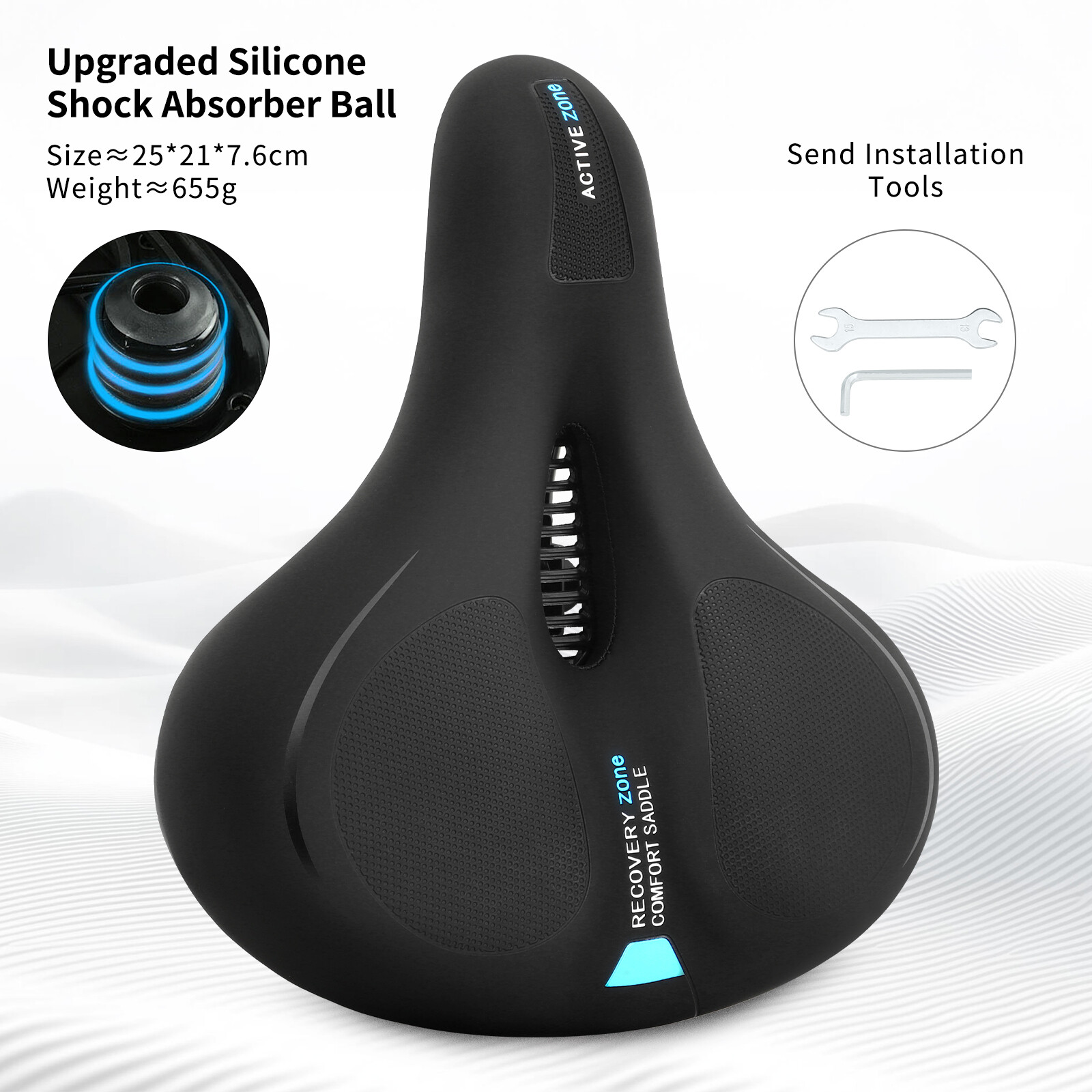 Bike Seat Bicycle Saddle Breathable Racing Cycling Comfort Cushion Pad Black