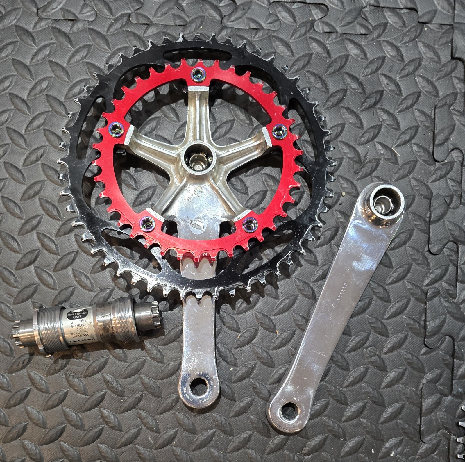 Shimano Dura Ace Crankset 7700 172.5 52/38 Double 130 BCD w/ BB-7700 Extra Rings