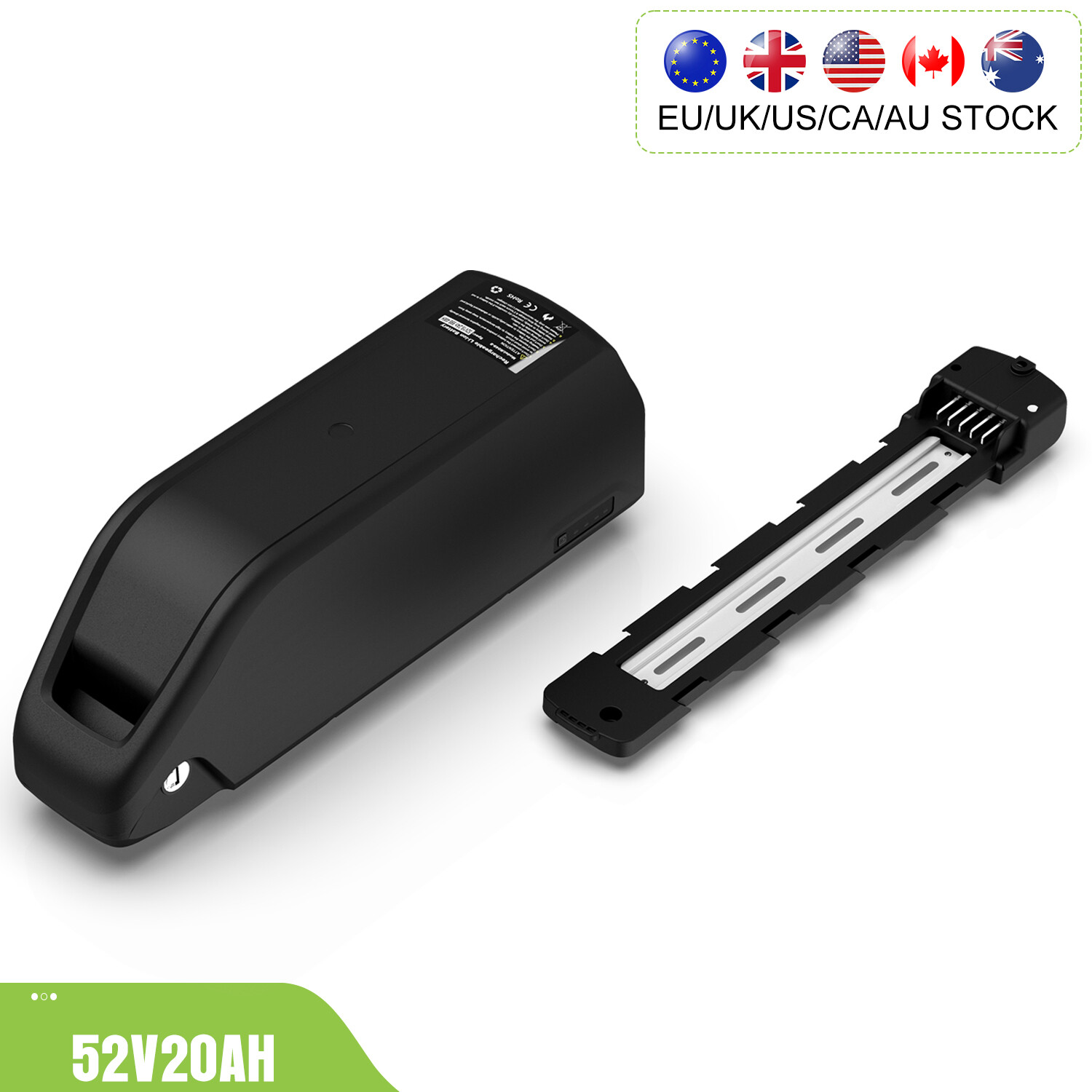 5Pins Ebike Battery Downtube Lithium Battery 20AH For Electric Bicycle Motor US