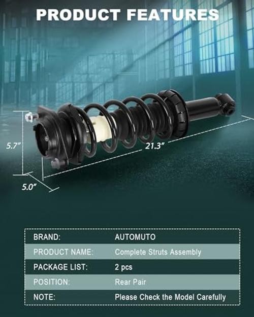 Rear Pair Complete Struts Coil Spring Assembly Shock Absorber Compatible with