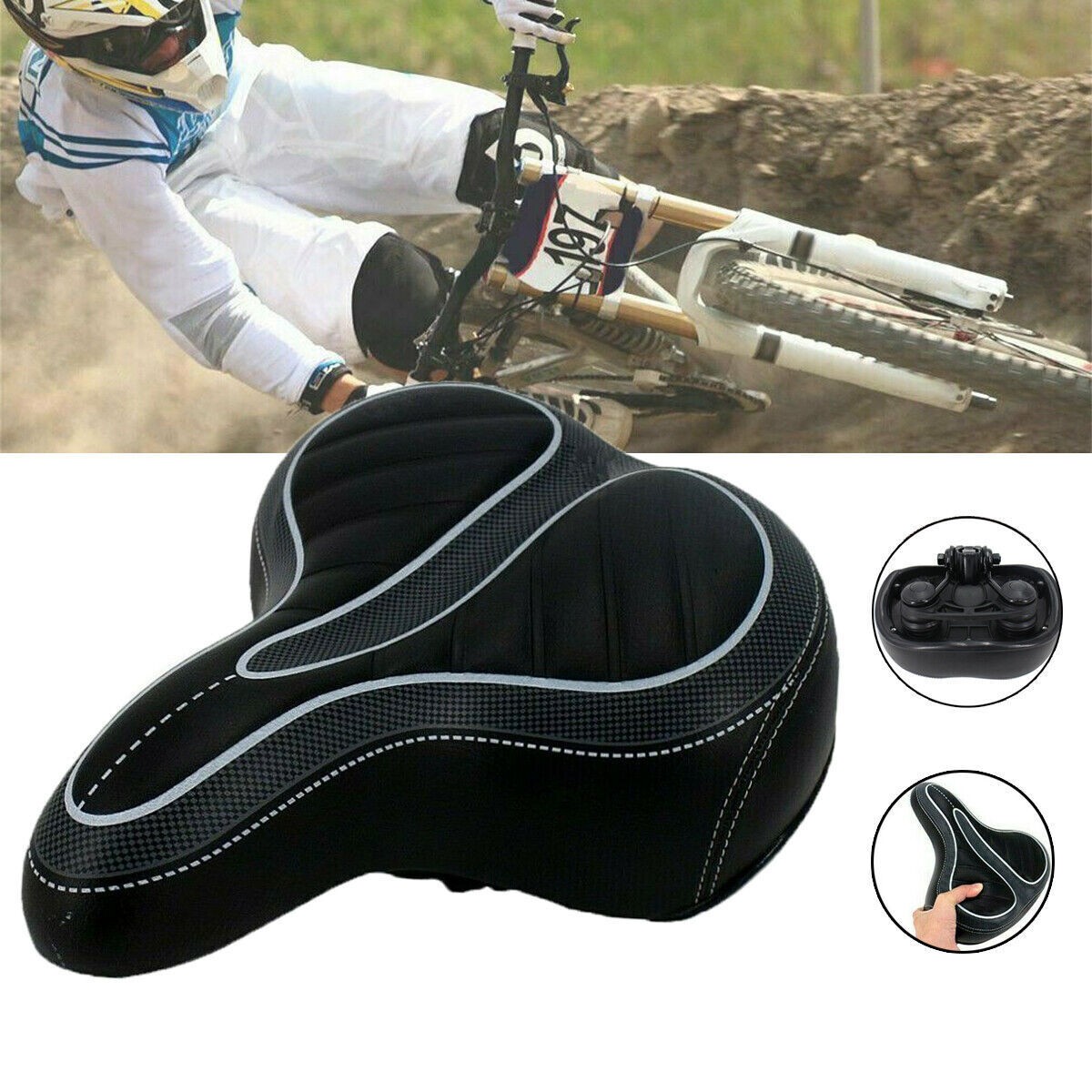 Comfort Wide Big Bum Soft Gel E-bike Bicycle Bike Saddle Seat Air Cushion Pad